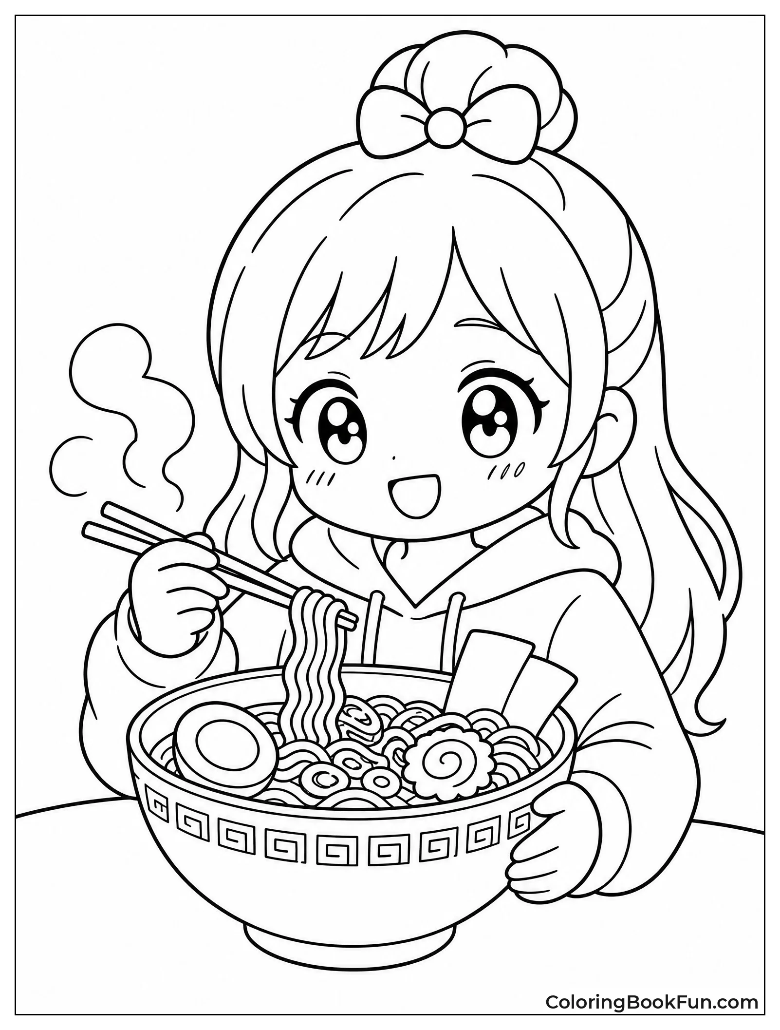 Rumi Sits with Steaming Ramen Bowl