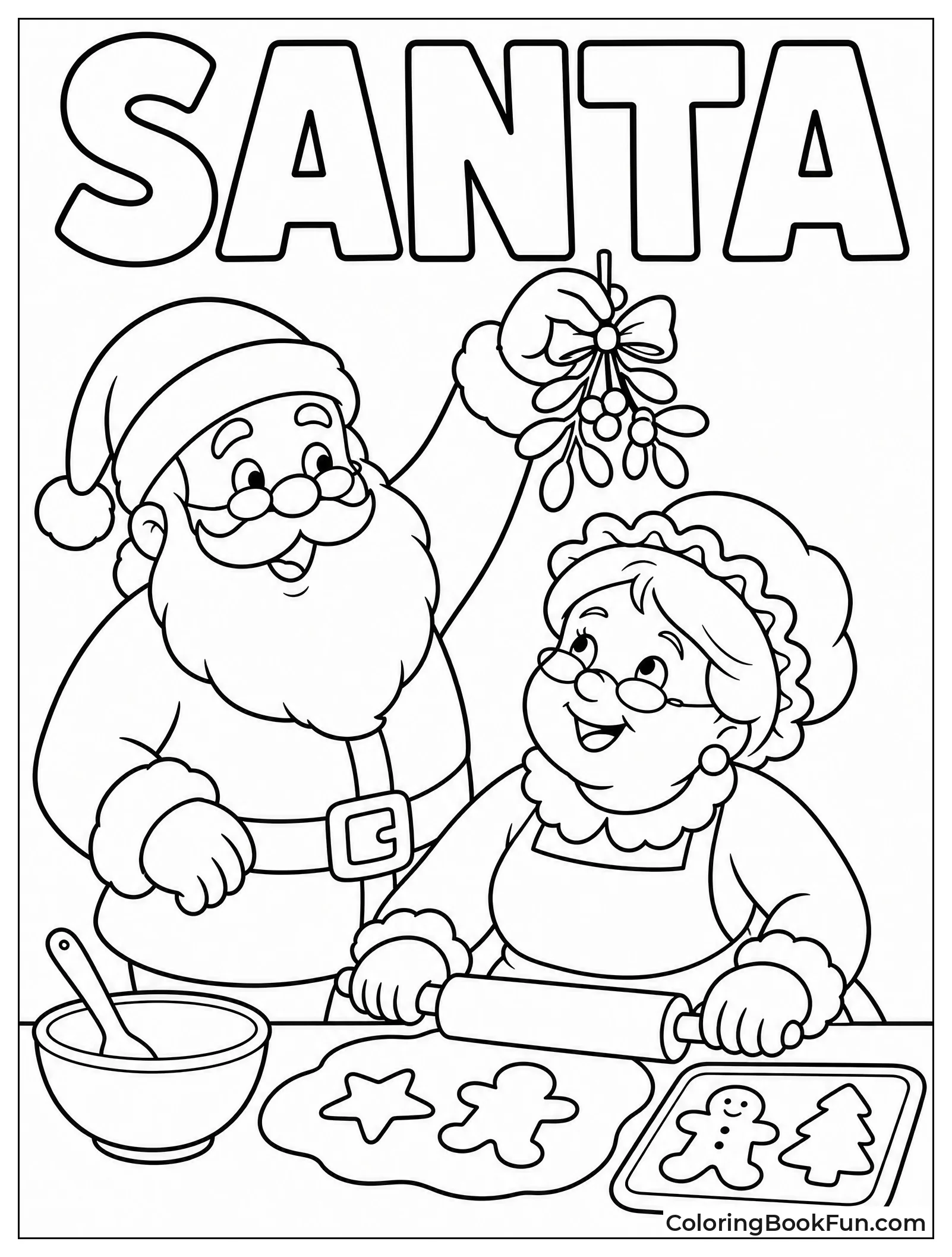 Santa Holding Mistletoe over Mrs Claus