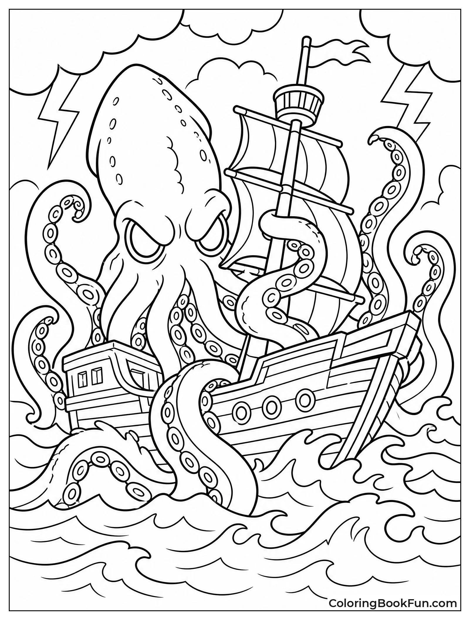 Scary Kraken Wraps around Ship