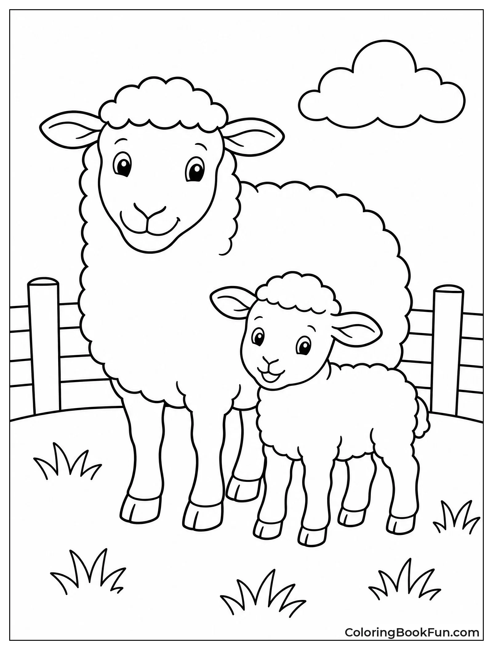 Sheep Standing Beside Lamb