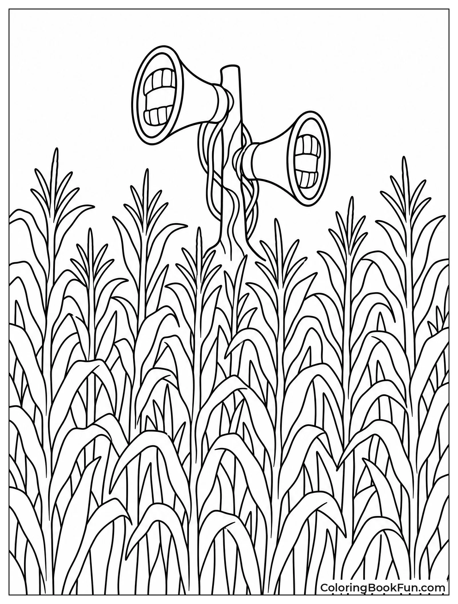 Siren Head Hidden in Cornfield