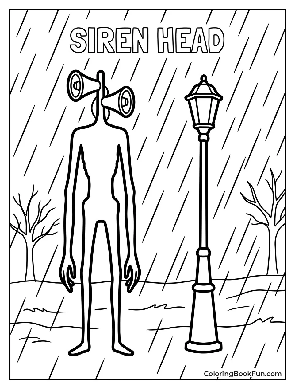Siren Head Standing in the Rain
