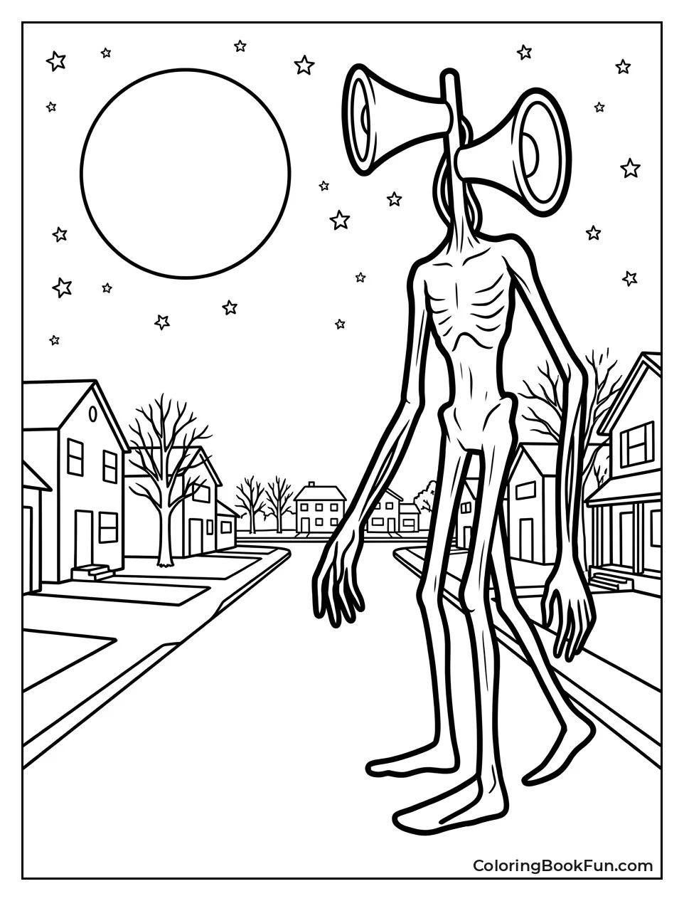 Siren Head Walking under the Moon