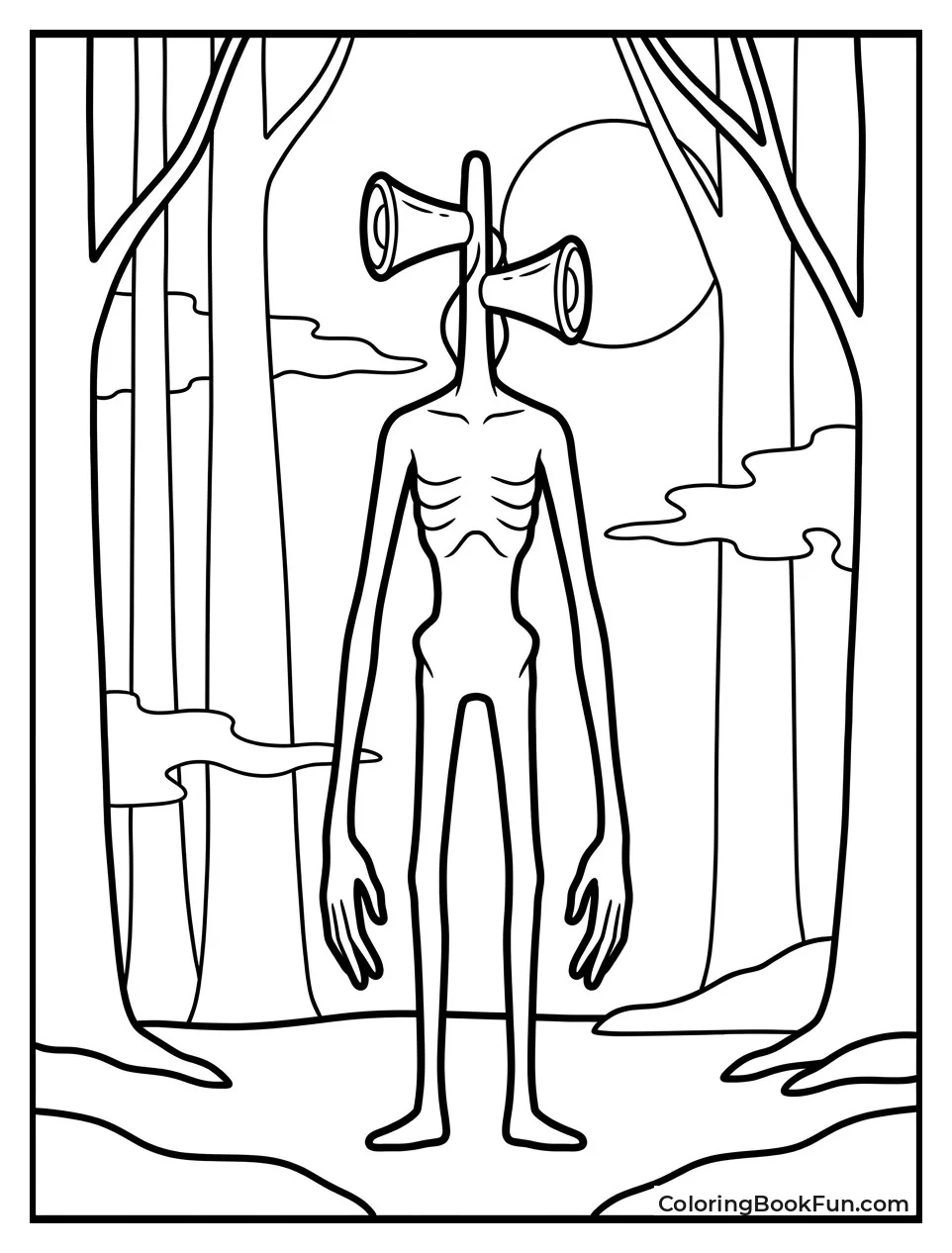 Siren Head Waiting in Night Fog