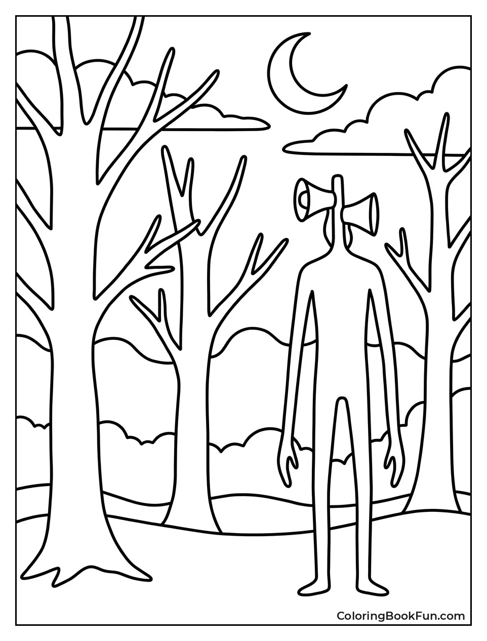 Siren Head Silhouette among Trees