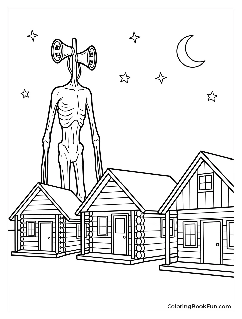 Siren Head behind Summer Camp Cabins