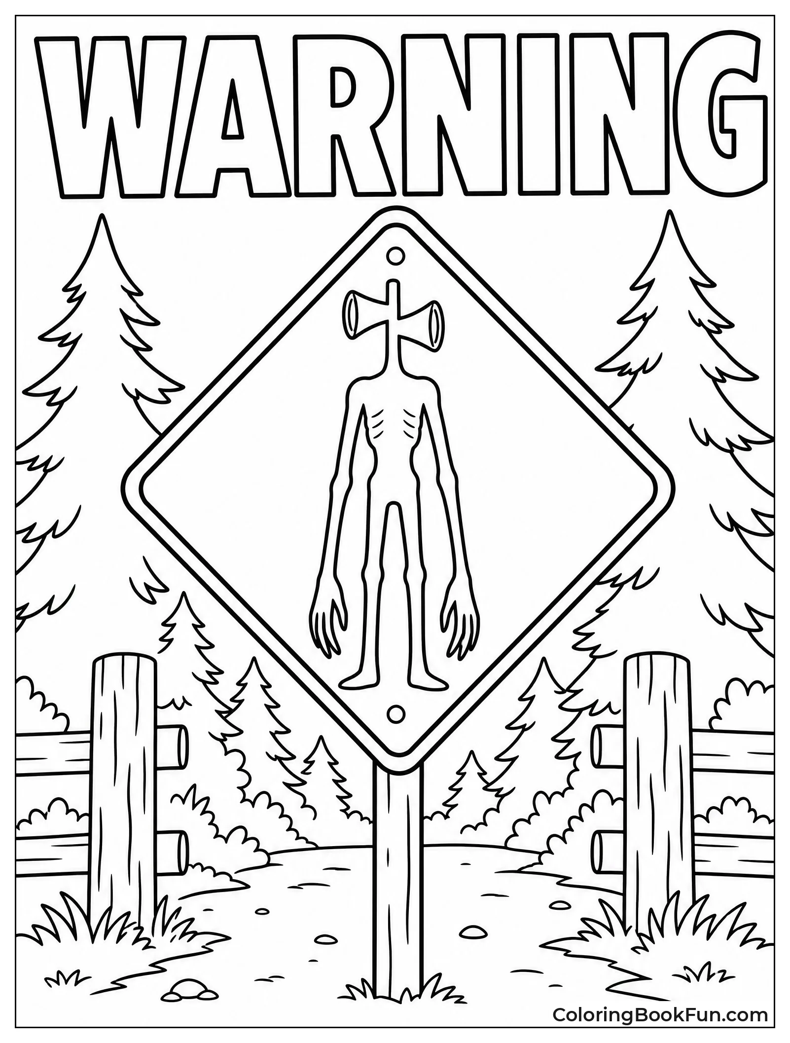 Warning Sign with Siren Head