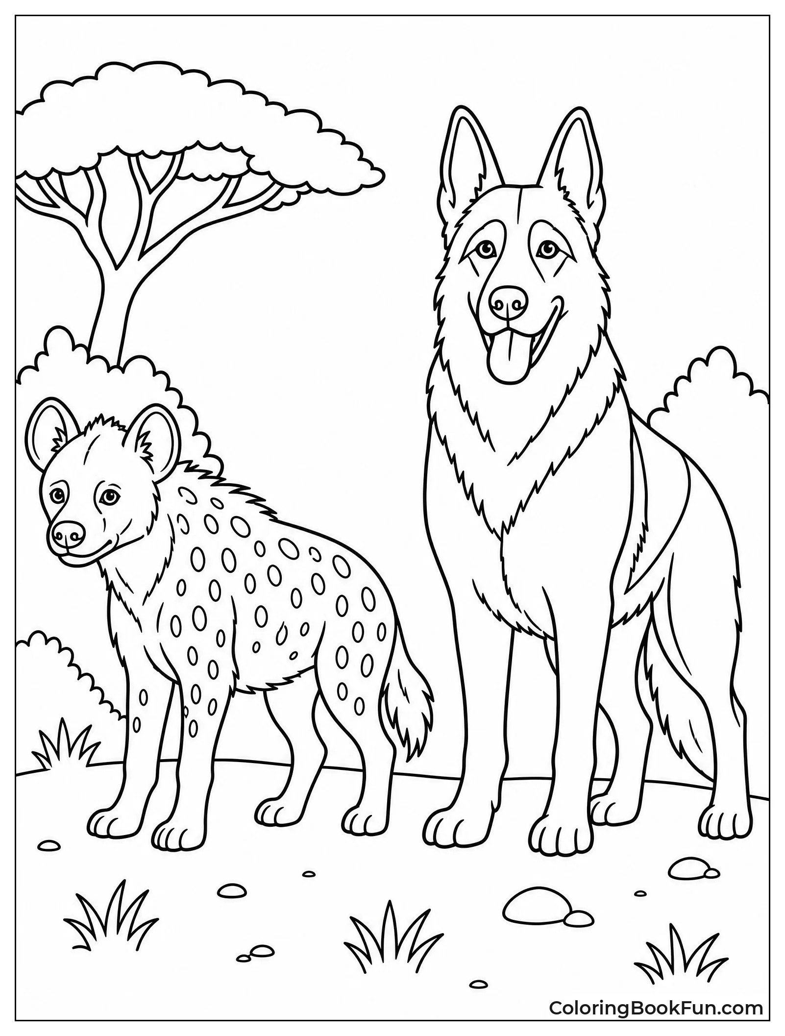 Hyena Next to a Dog