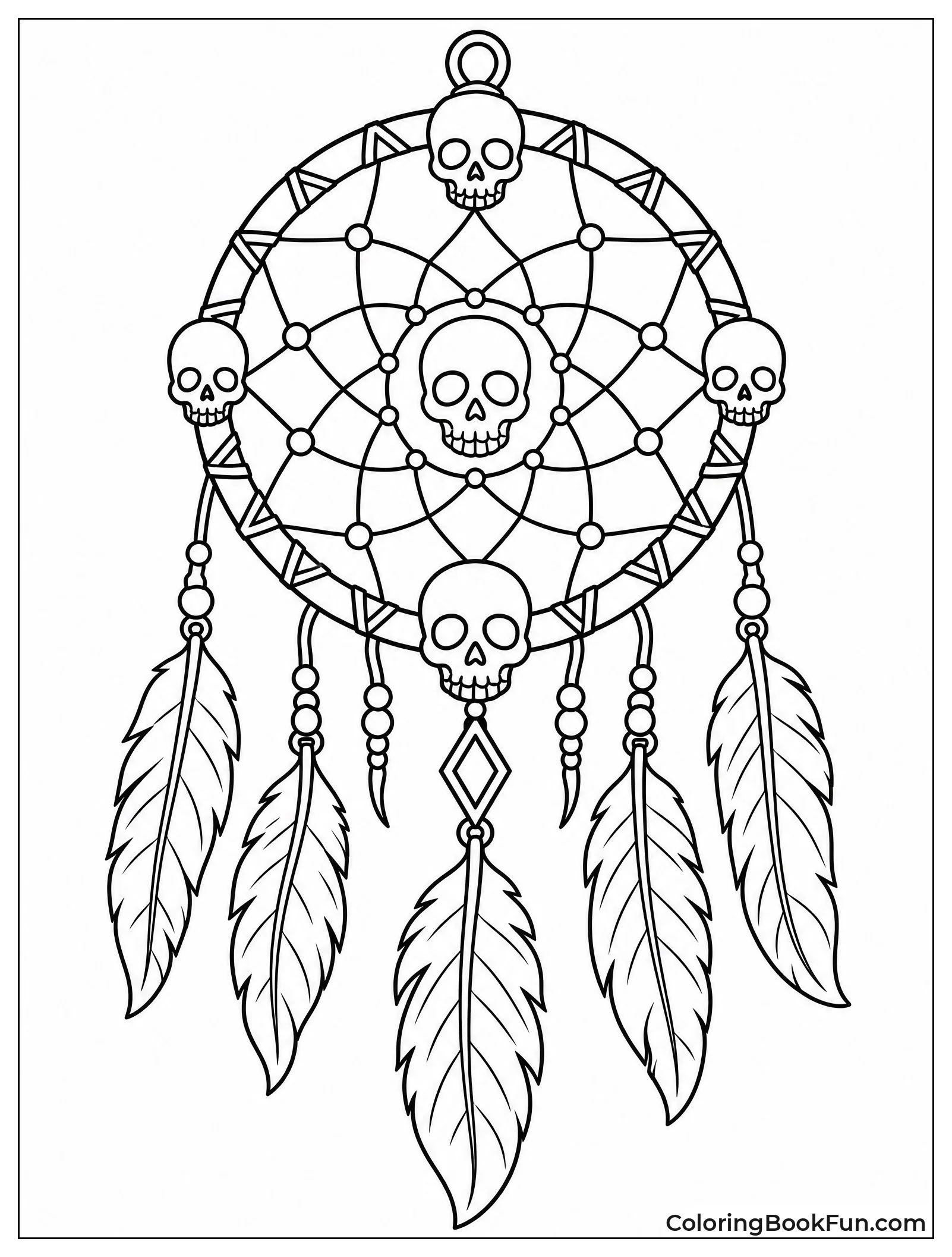 Skulls Hanging on Dream Catcher Hoop