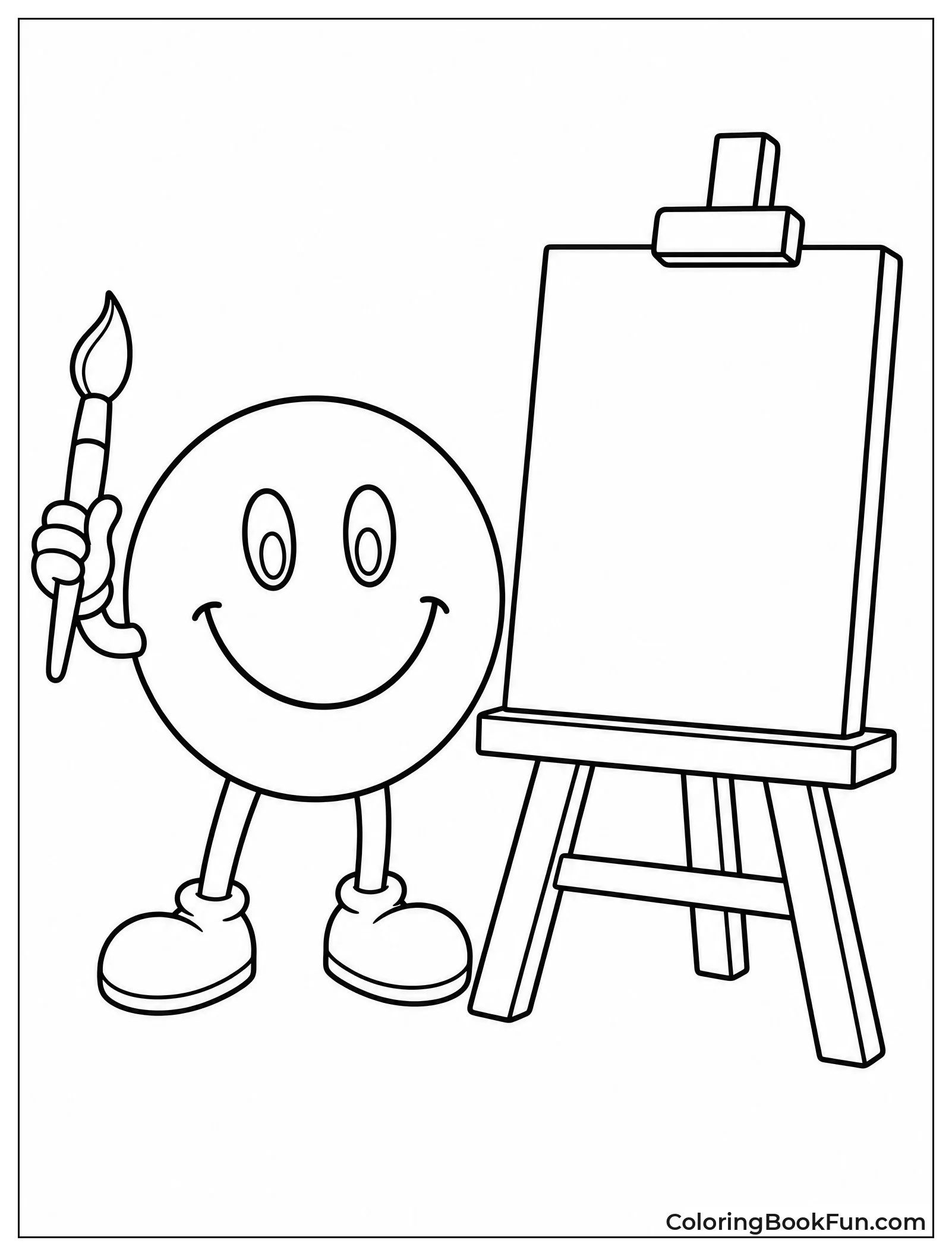 Smiley Artist Painting on Easel