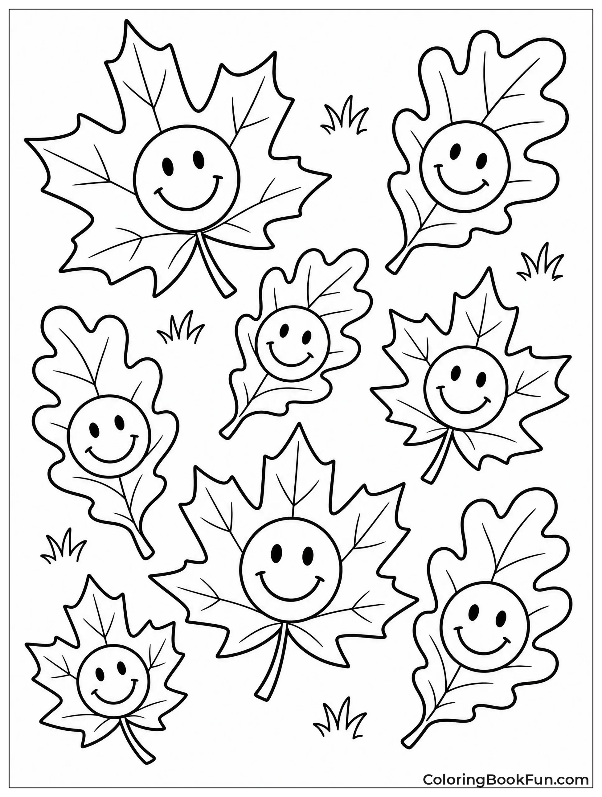 Leaves with Smiley Faces Inside