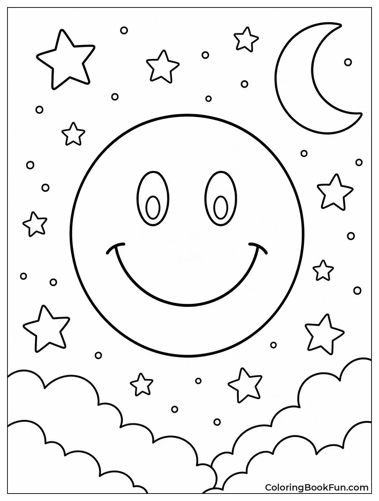 Glowing Smiley in Night Sky