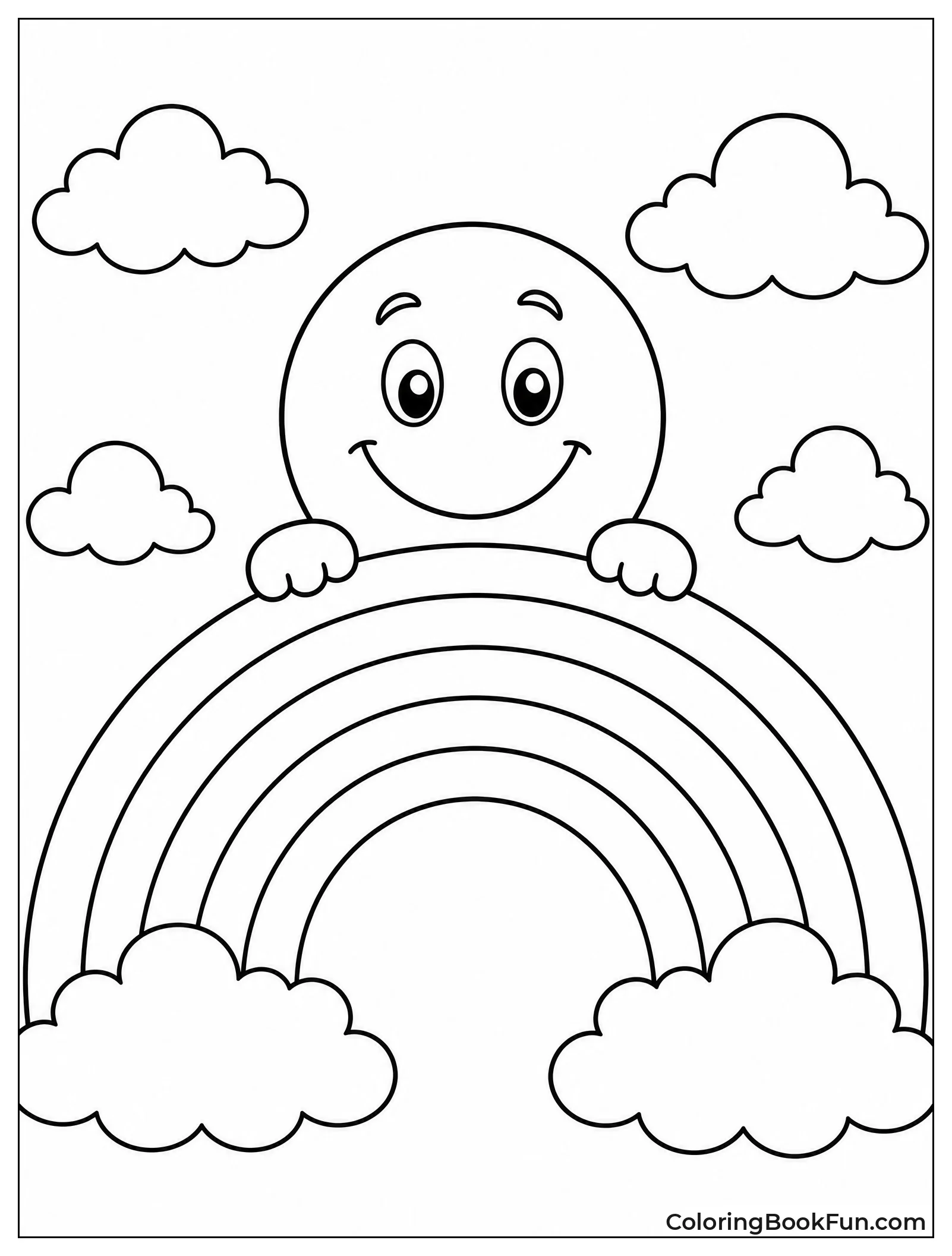 Smiley Peeking over Rainbow
