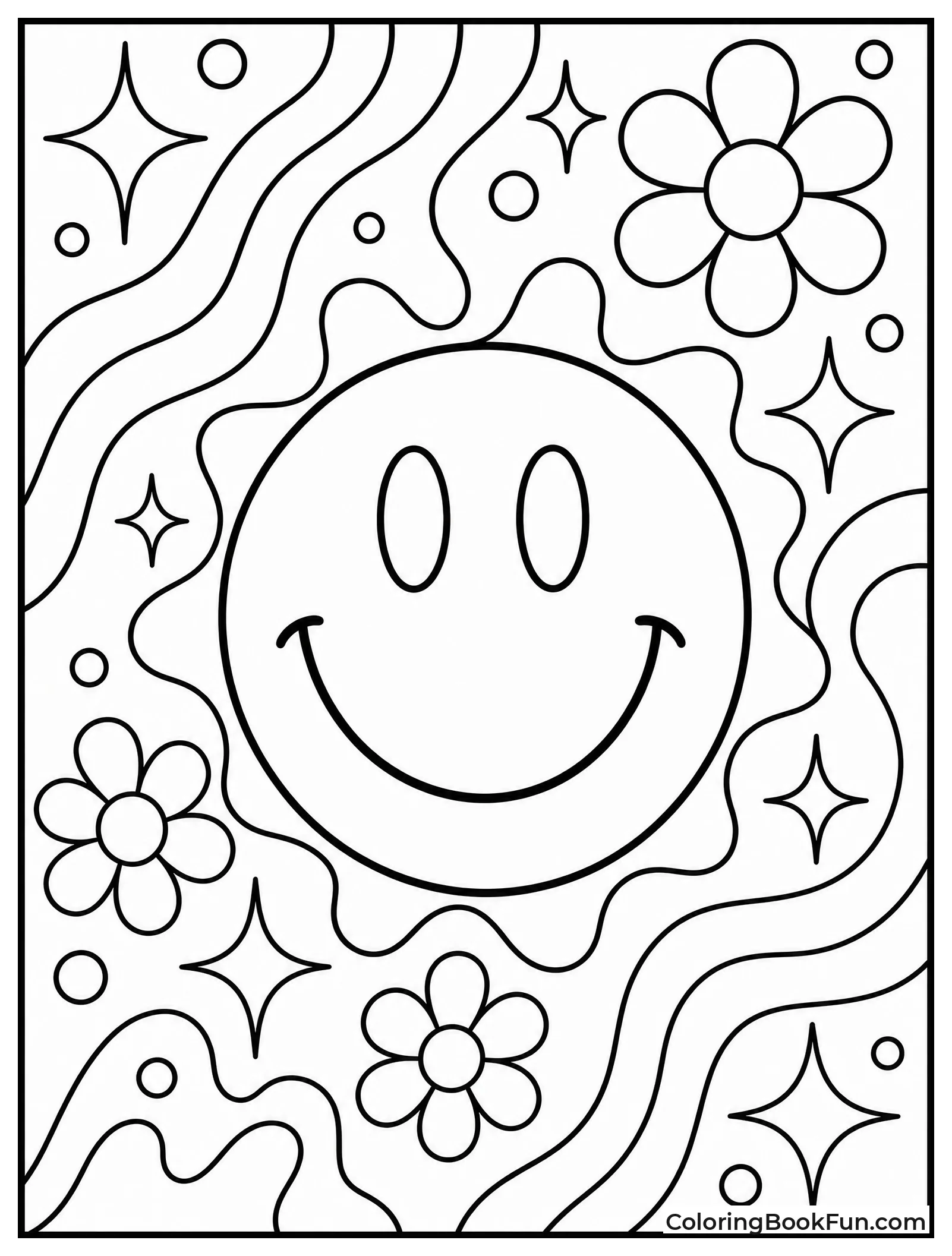 Retro Smiley with Psychedelic Patterns
