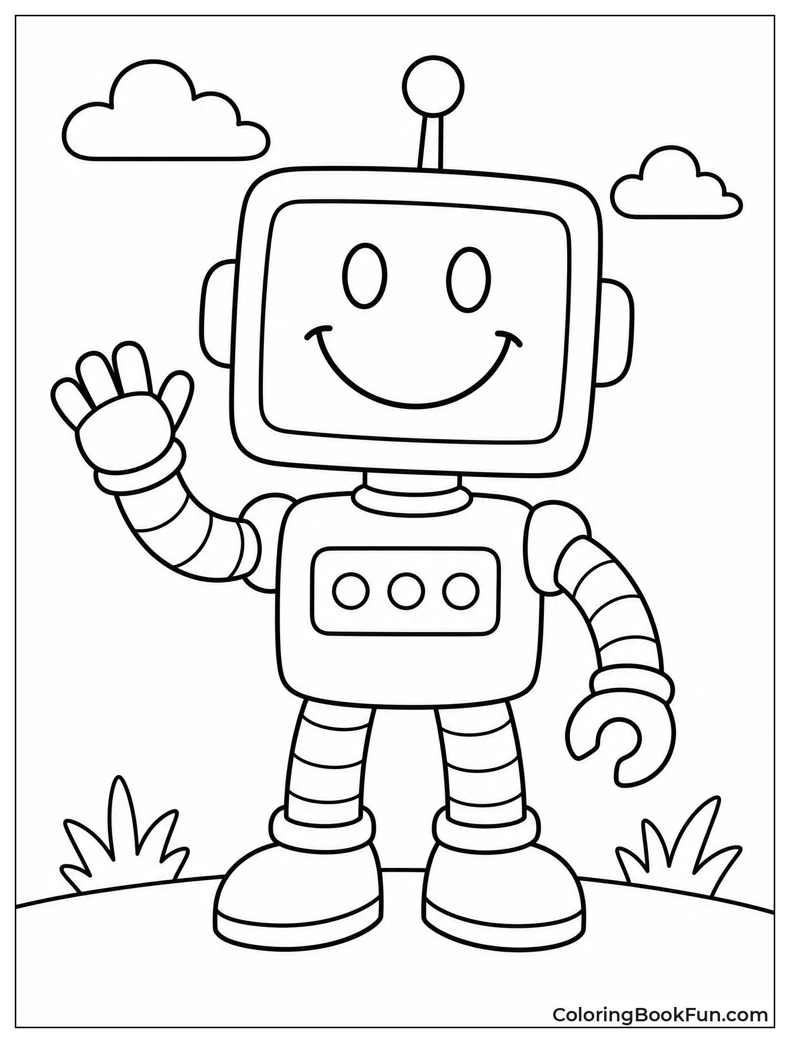 Robot with Smiley Screen Head