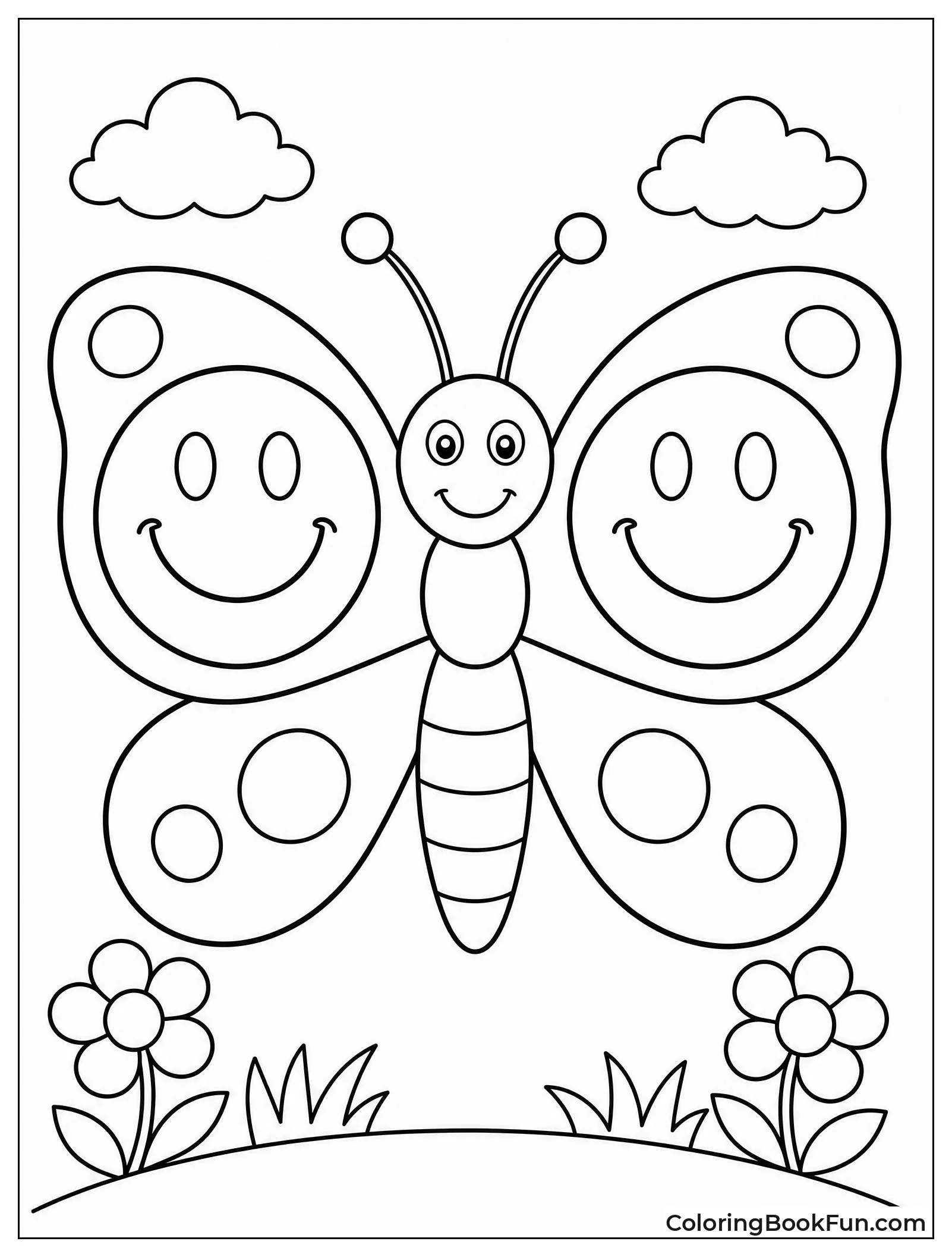 Butterfly with Smiley Wing Patterns