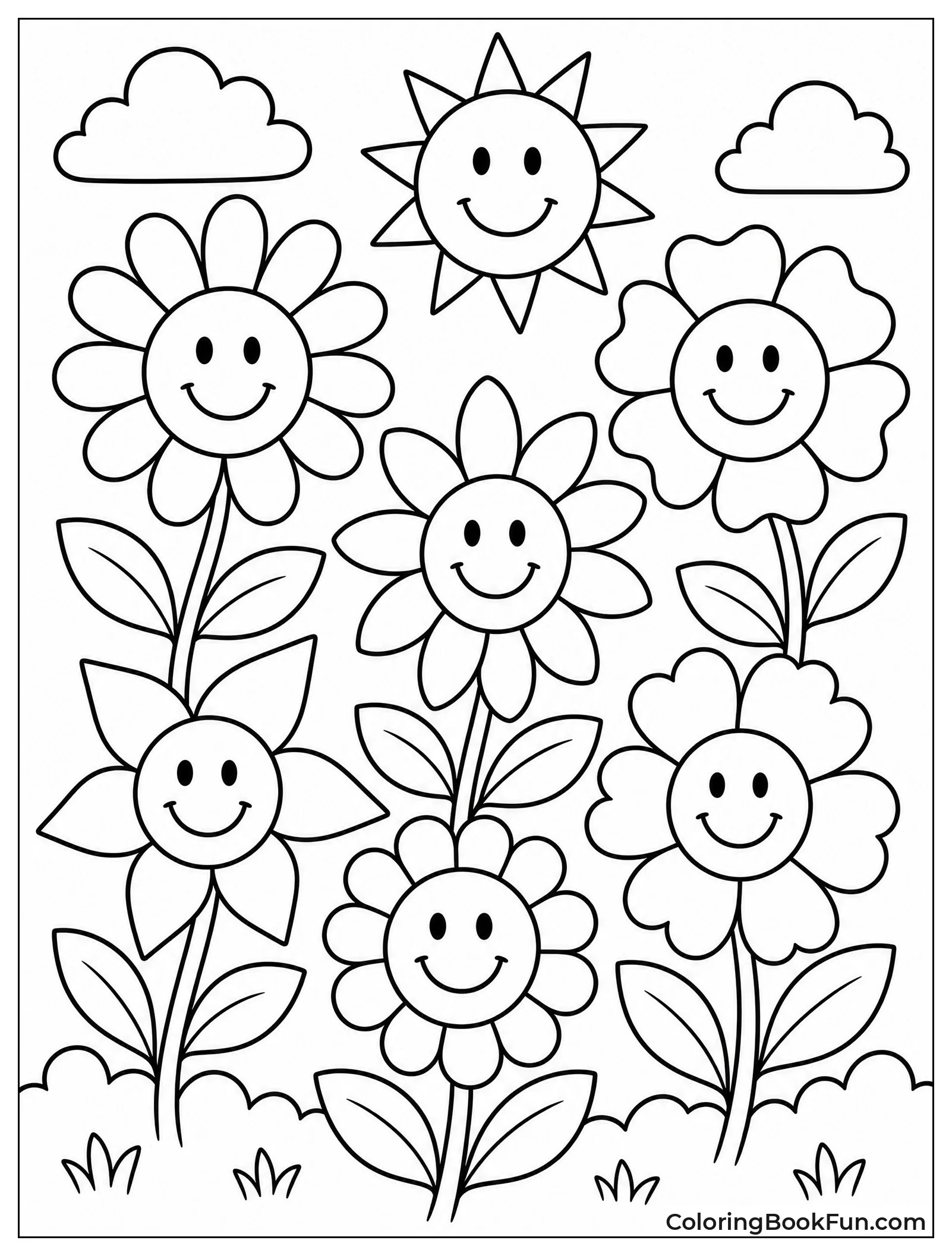 Garden of Smiley Face Flowers
