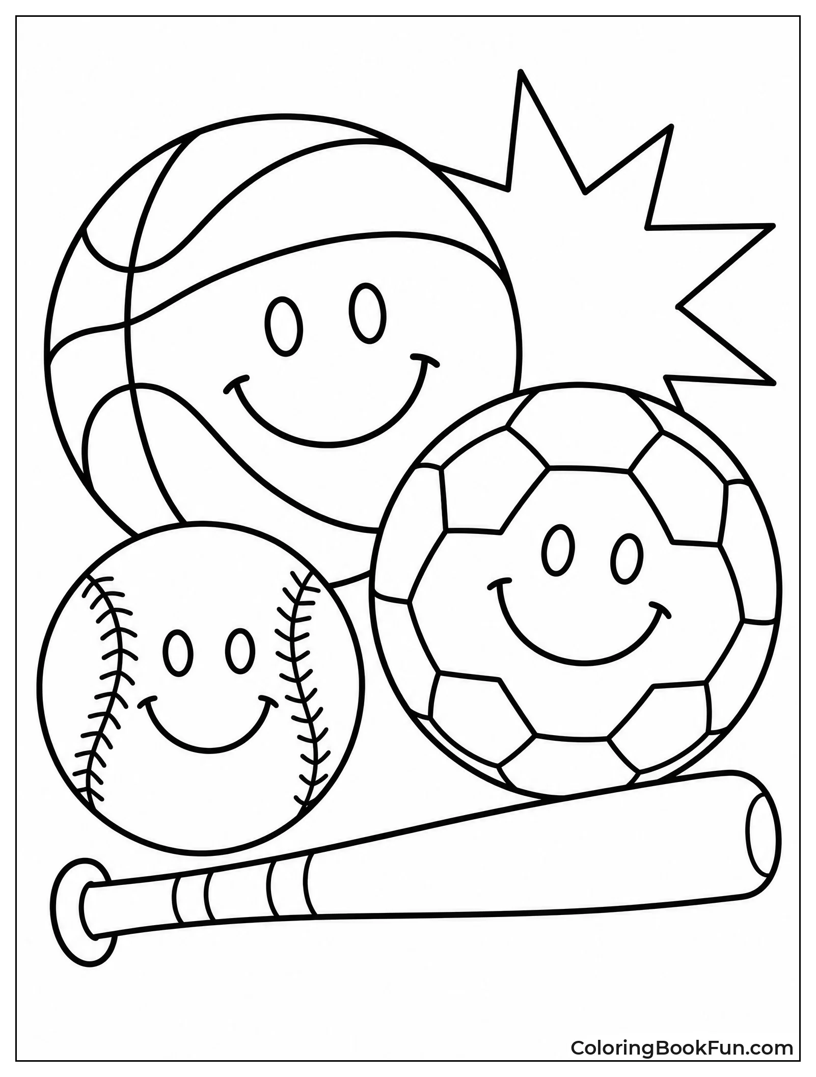 Sports Balls with Smiley Faces