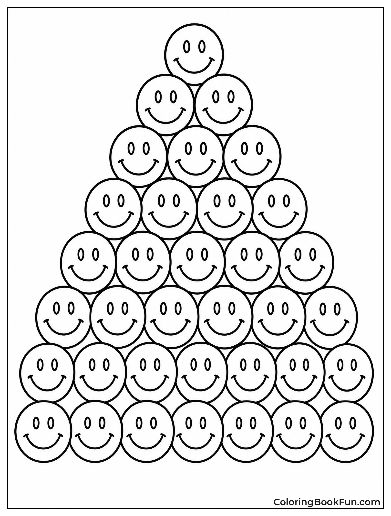 Smileys Stacked in Big Pyramid