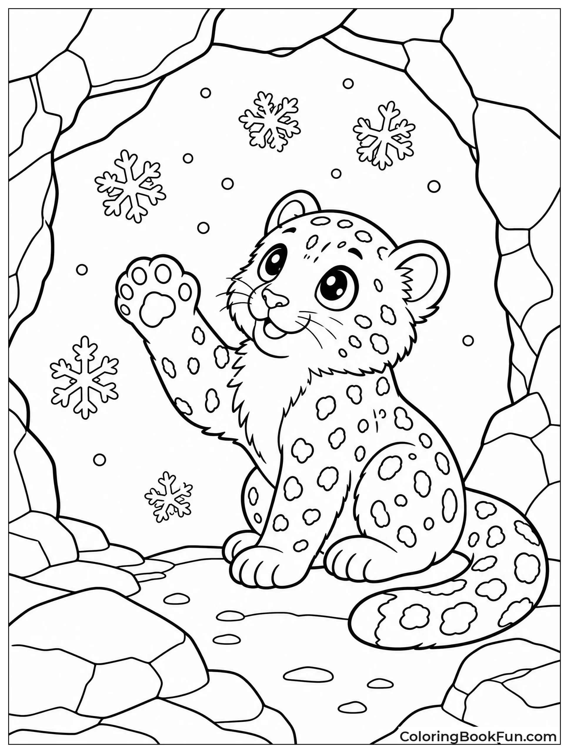 Baby Snow Leopard Sees First Snow
