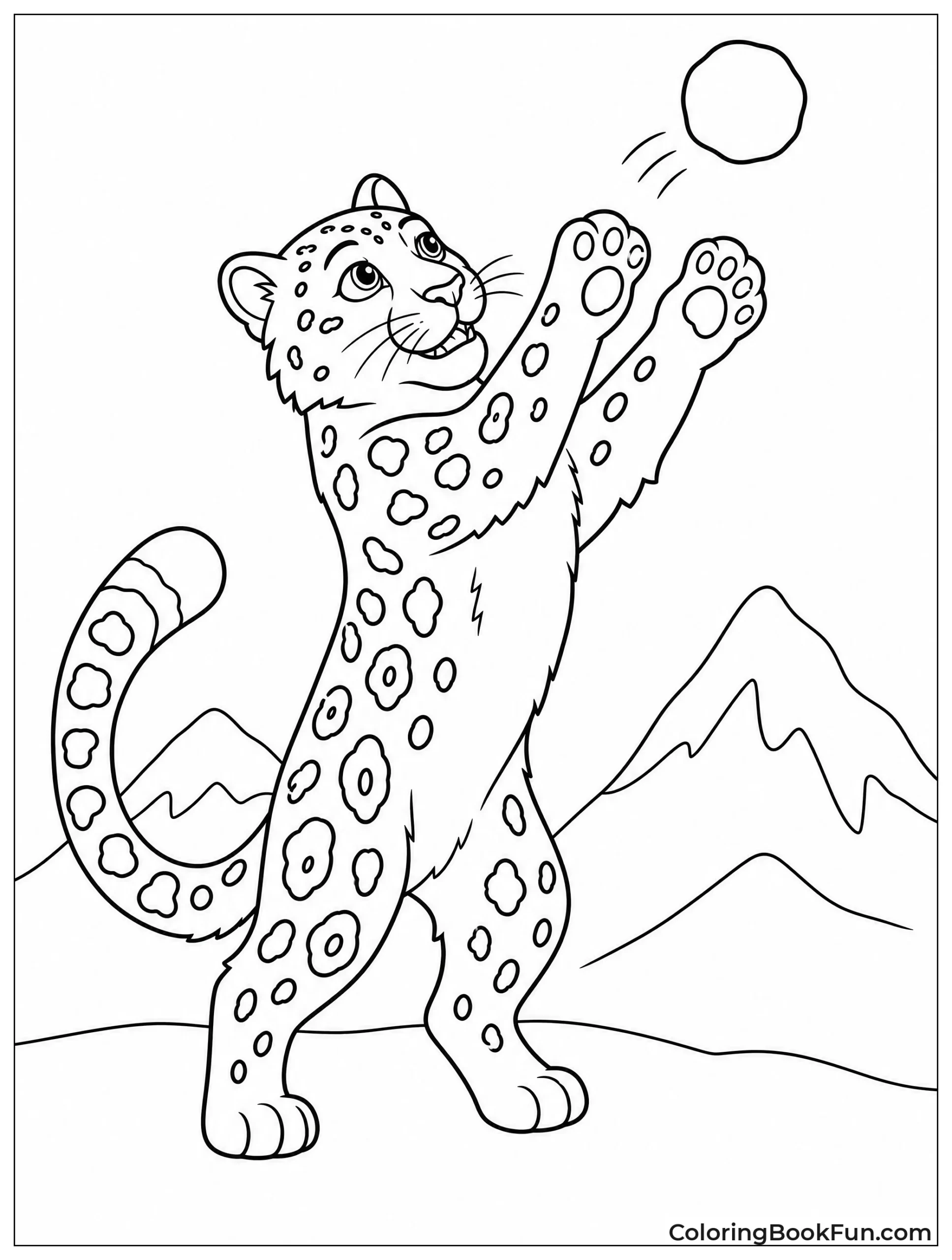 Snow Leopard Tries to Catch Snowball