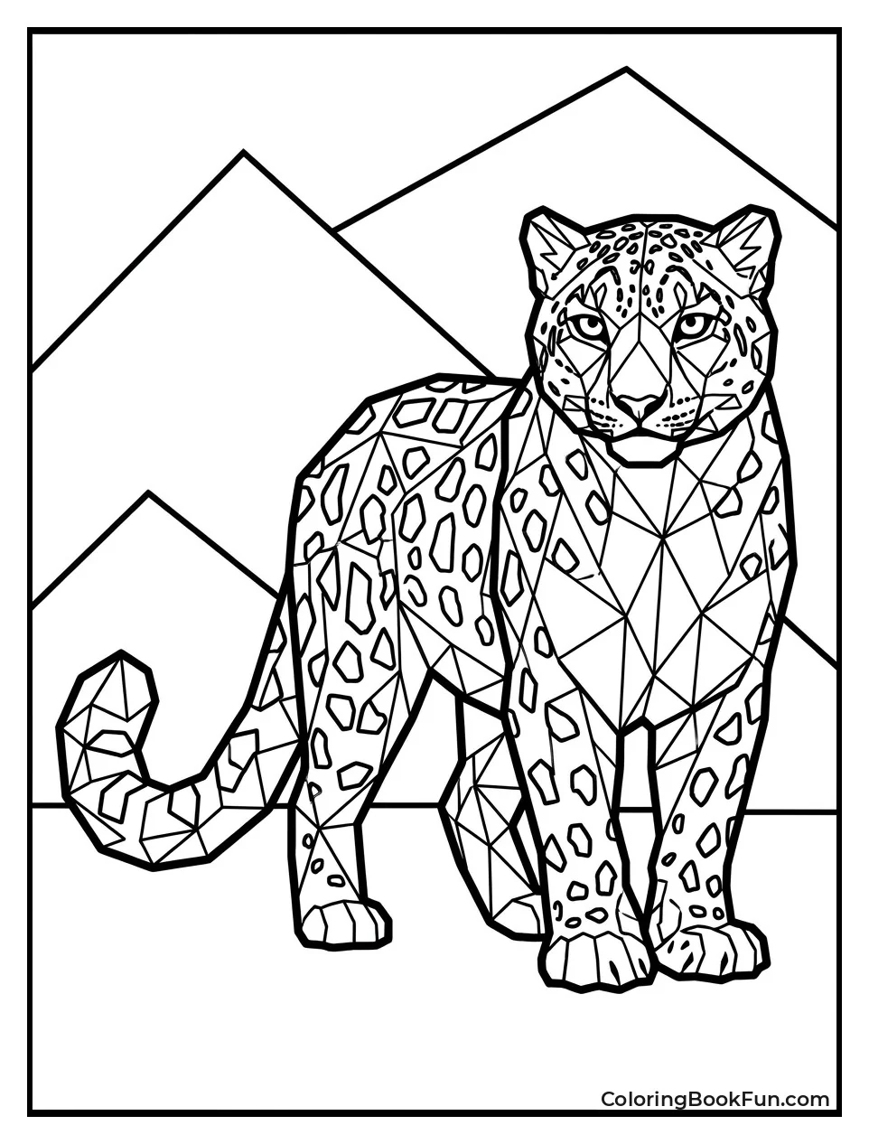 Geometric Snow Leopard Made of Shapes