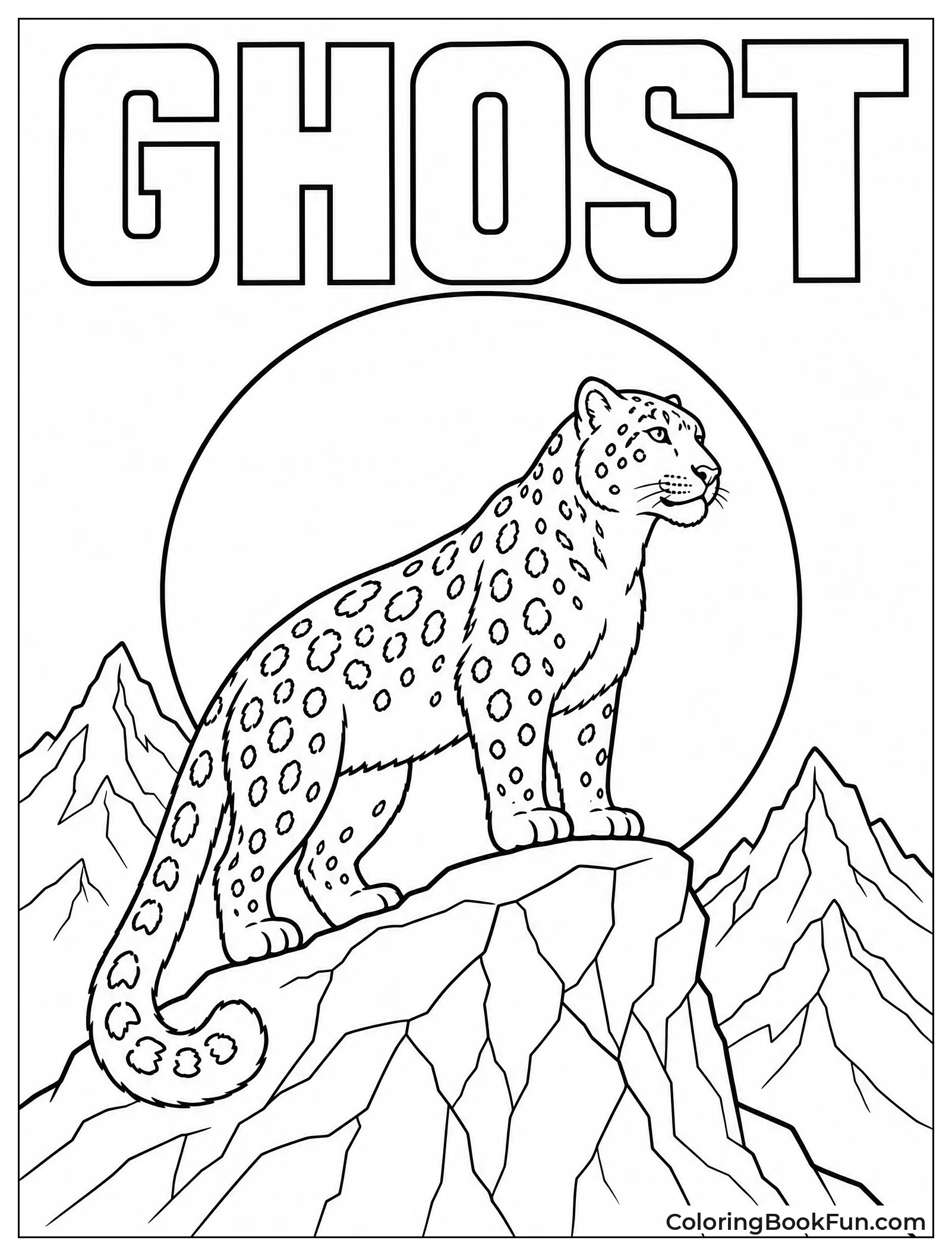 Snow Leopard Silhouette Against Rising Moon
