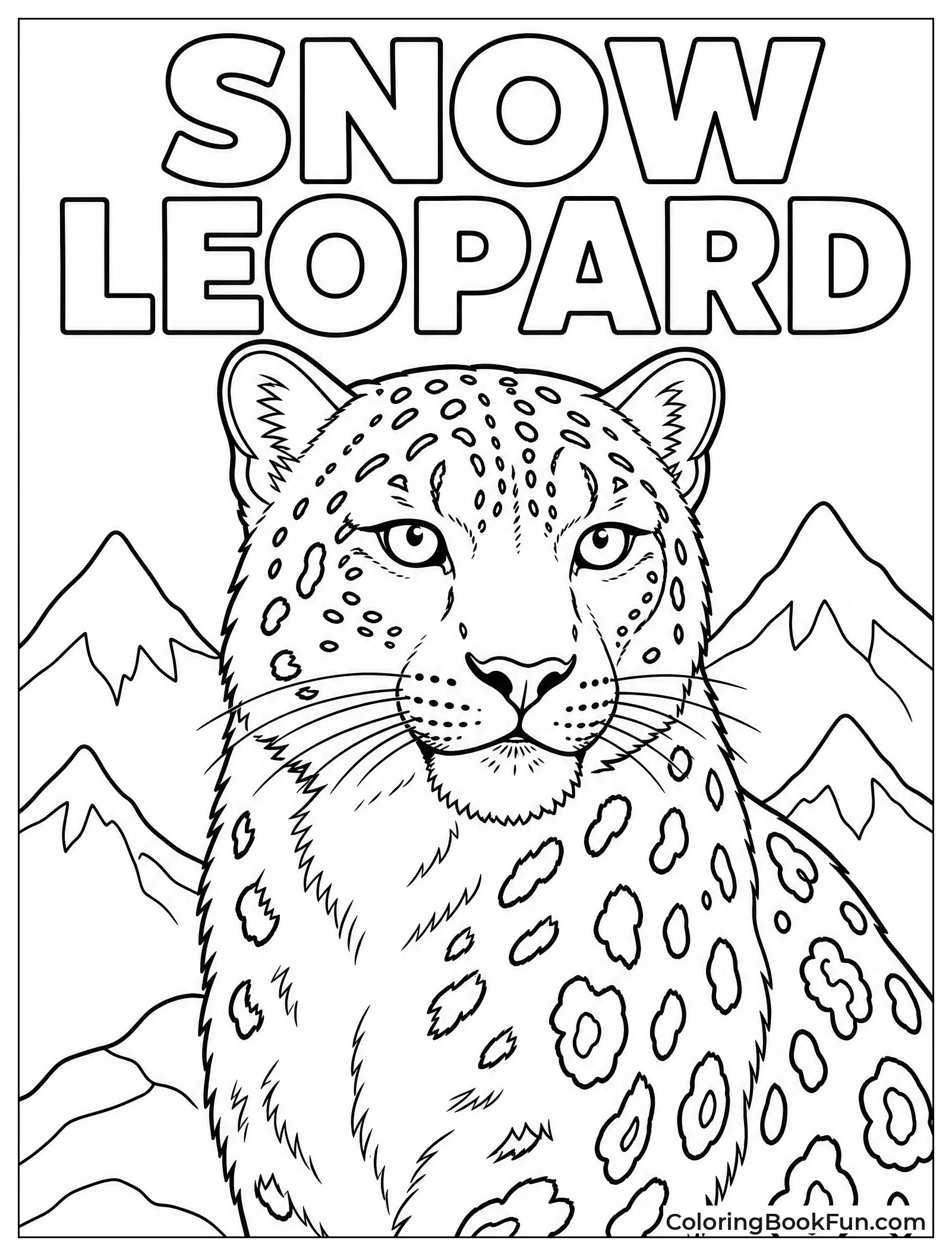 Snow Leopard Portrait with Title Text