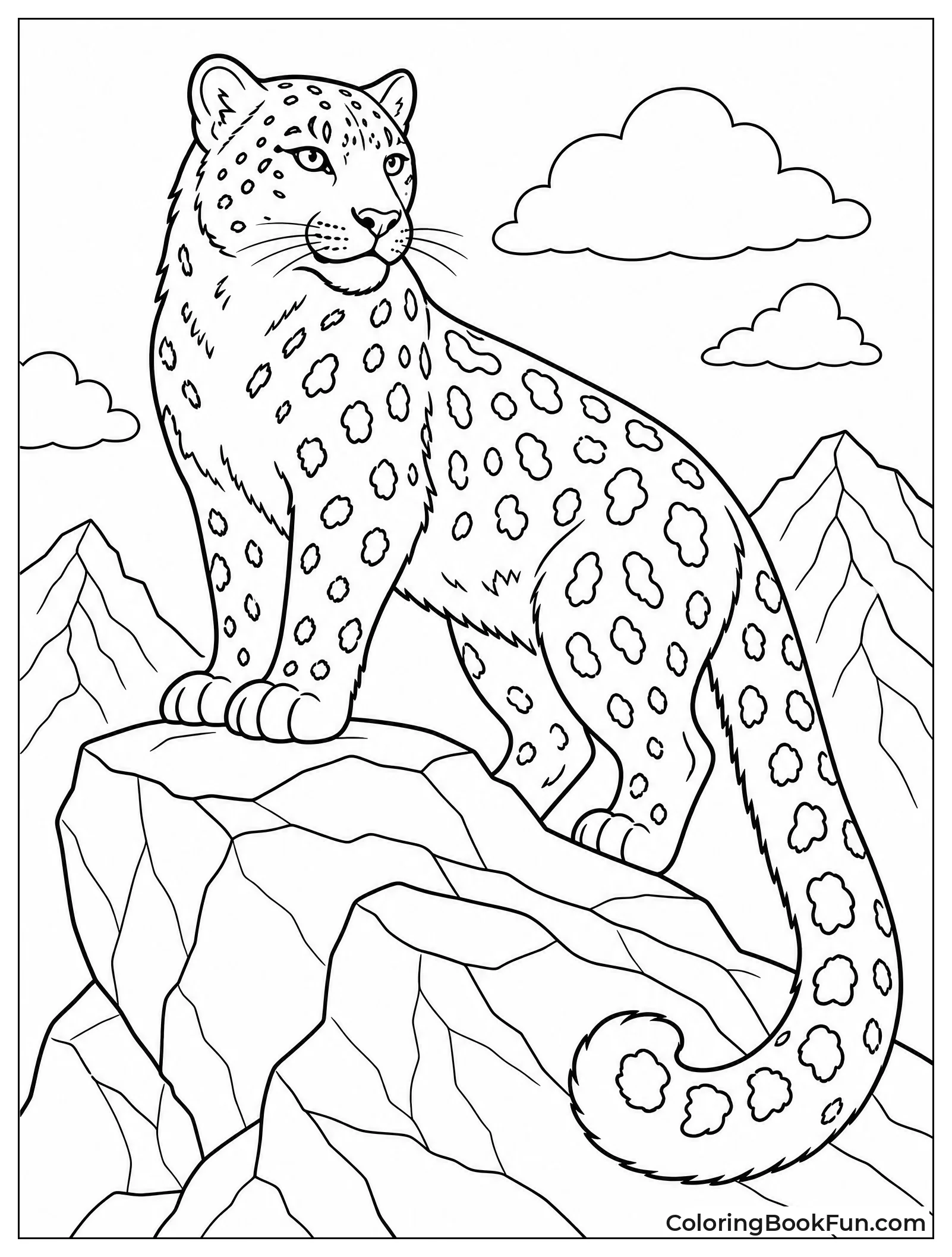 Vintage Snow Leopard on Rocky Outcrop