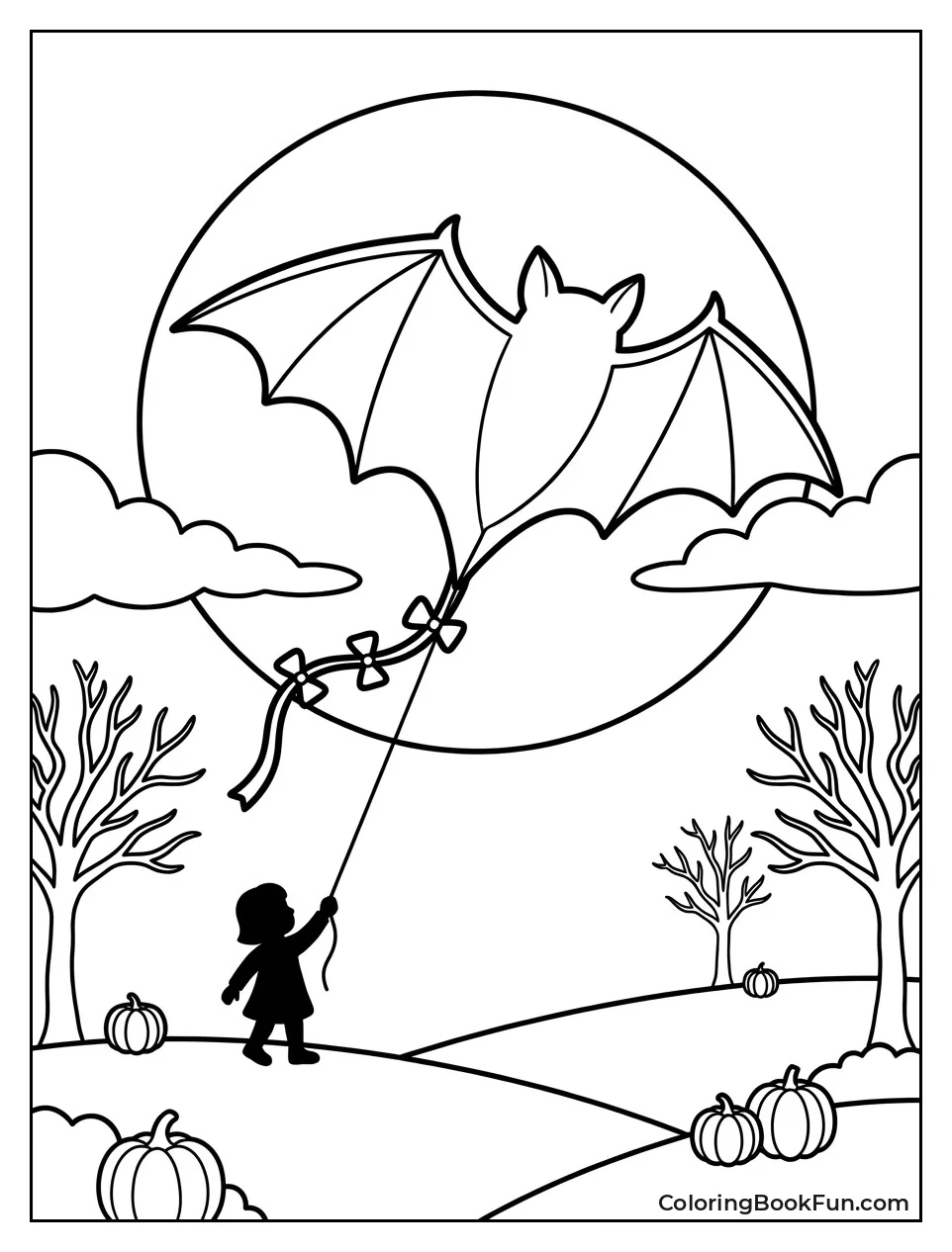 Bat Kite Flies near Moon