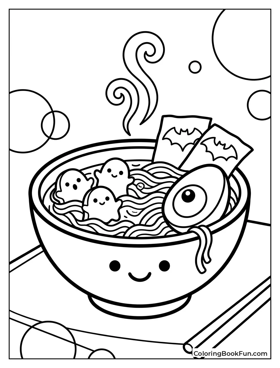 Ghost Shaped Narutomaki in Bowl