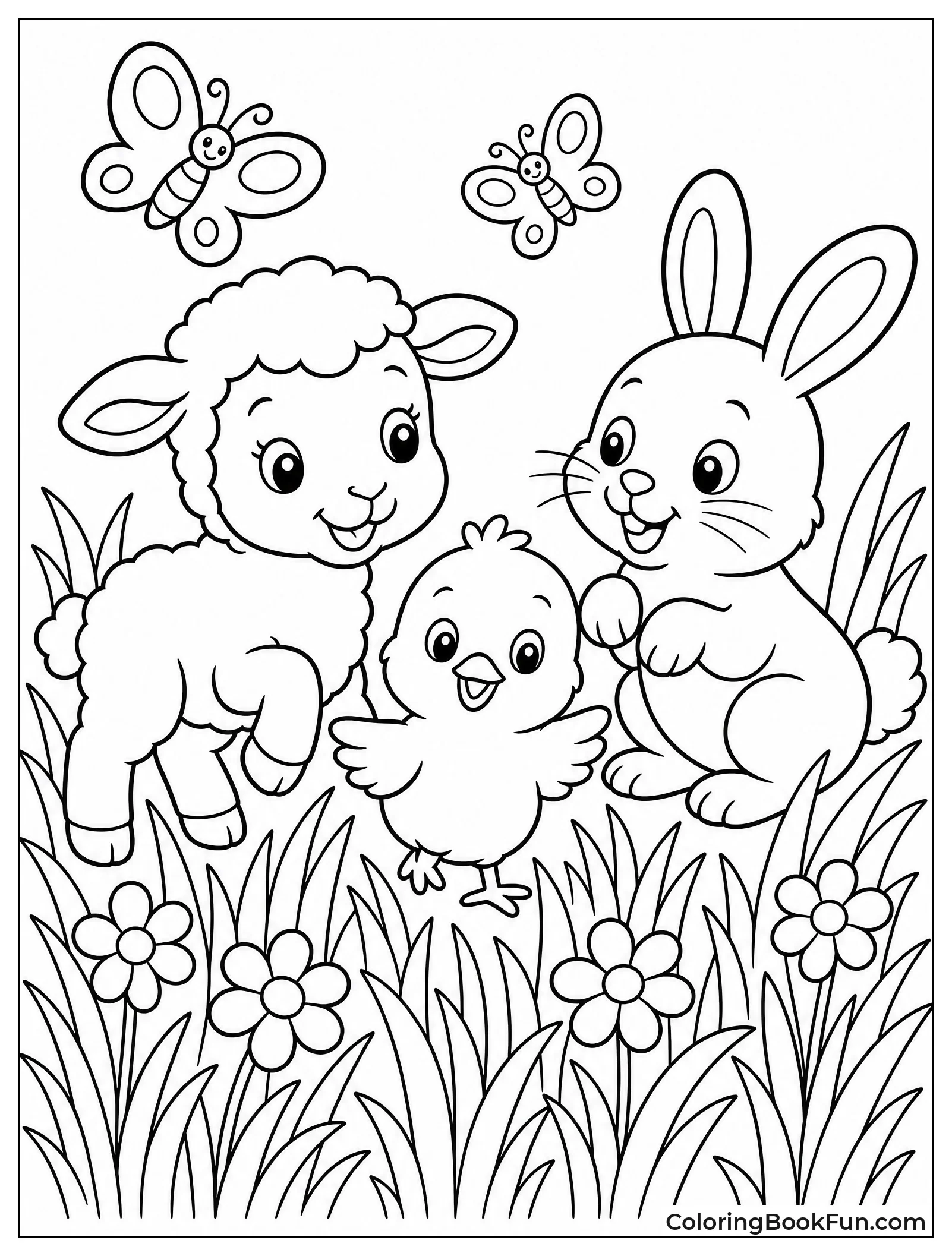 Baby Animals Playing in Grass