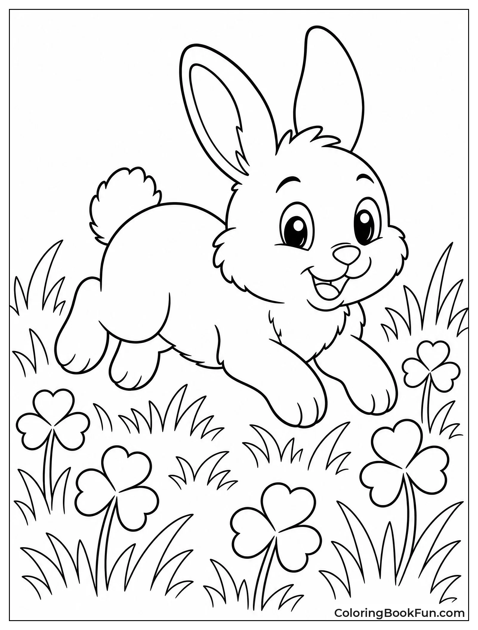 Fluffy Bunny Hopping Through Grass