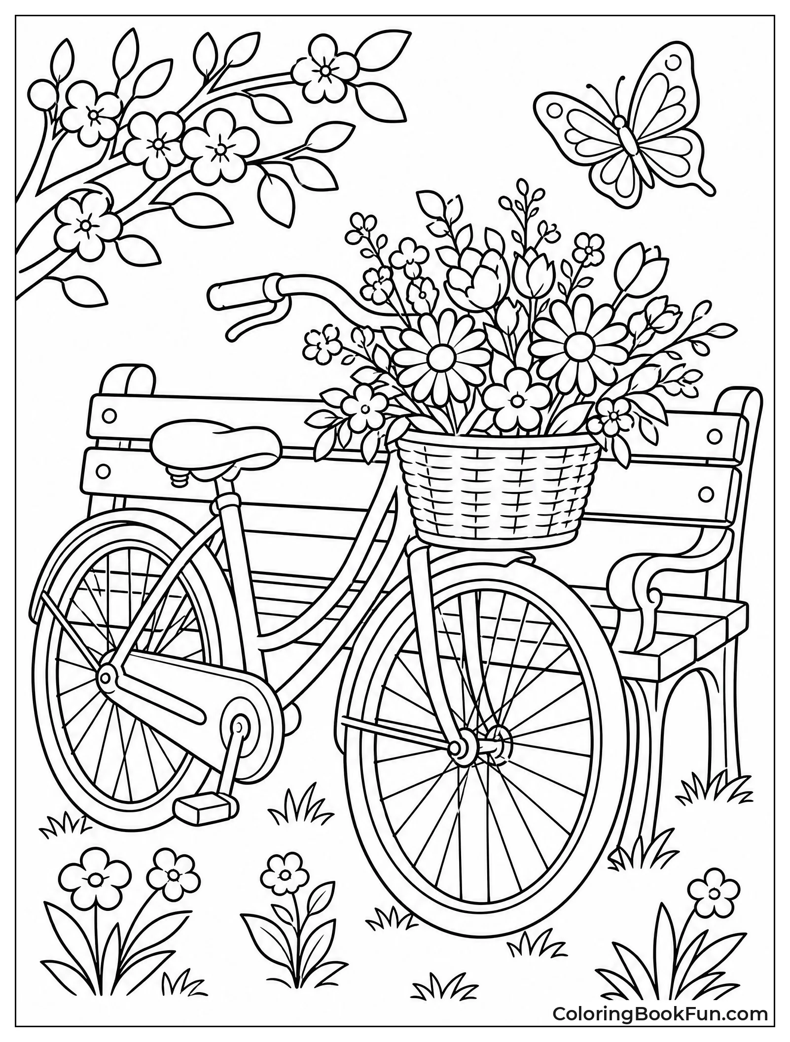 Bicycle with Basket of Flowers