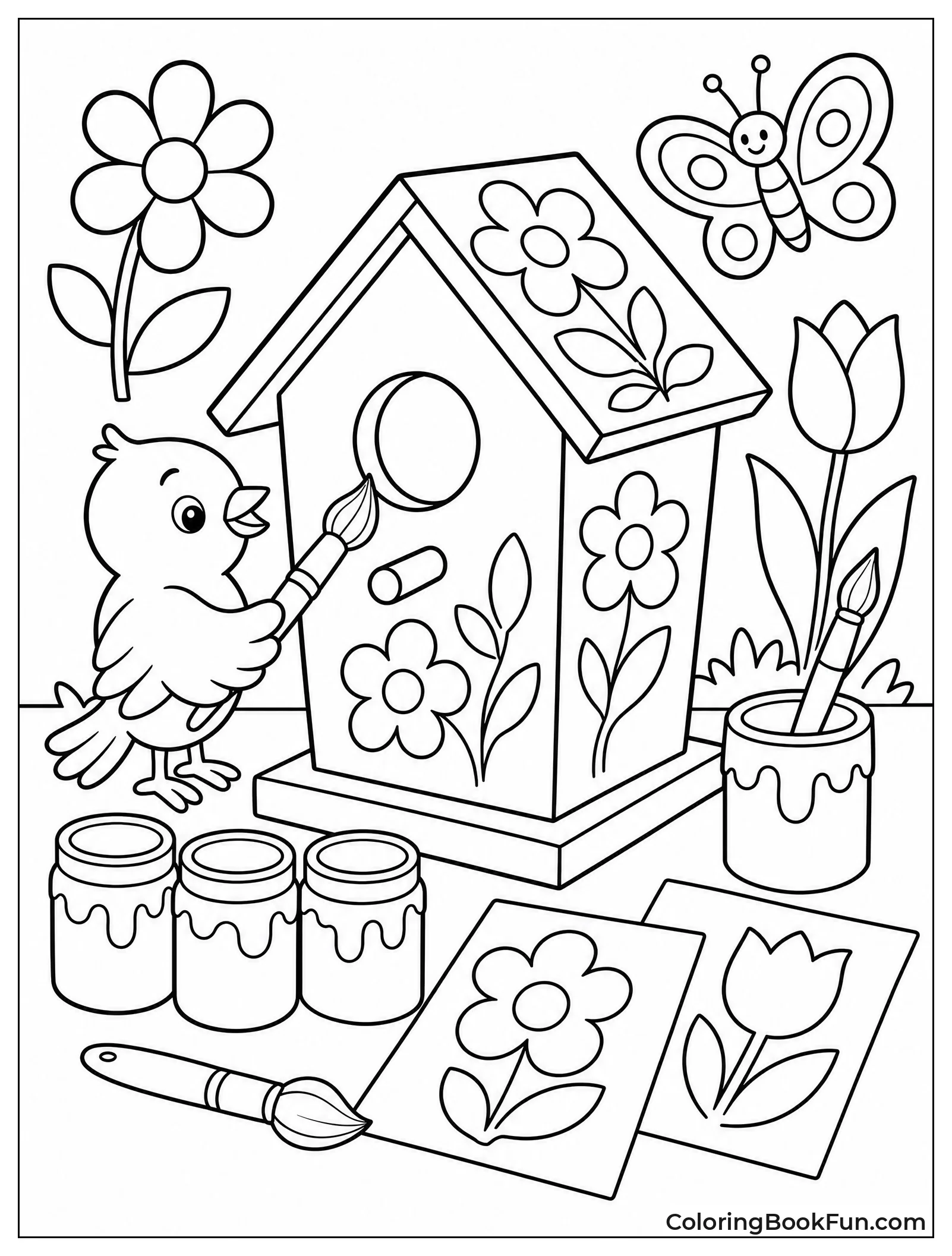 Painting a Wooden Birdhouse
