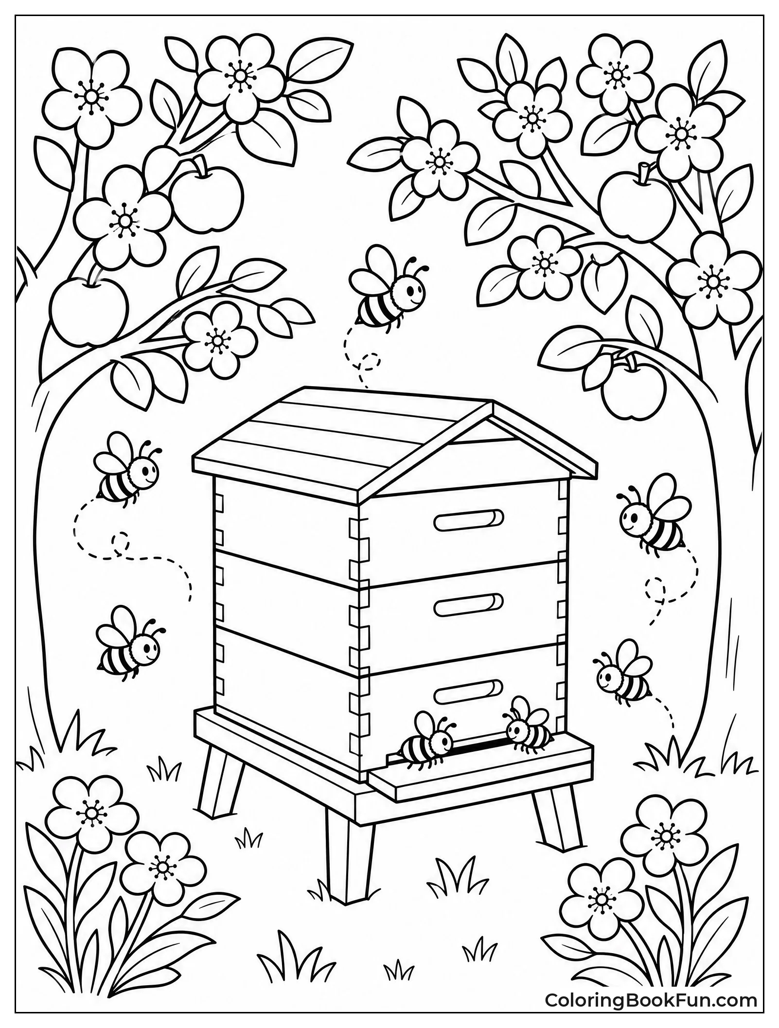 Bees Buzzing Near Apple Trees