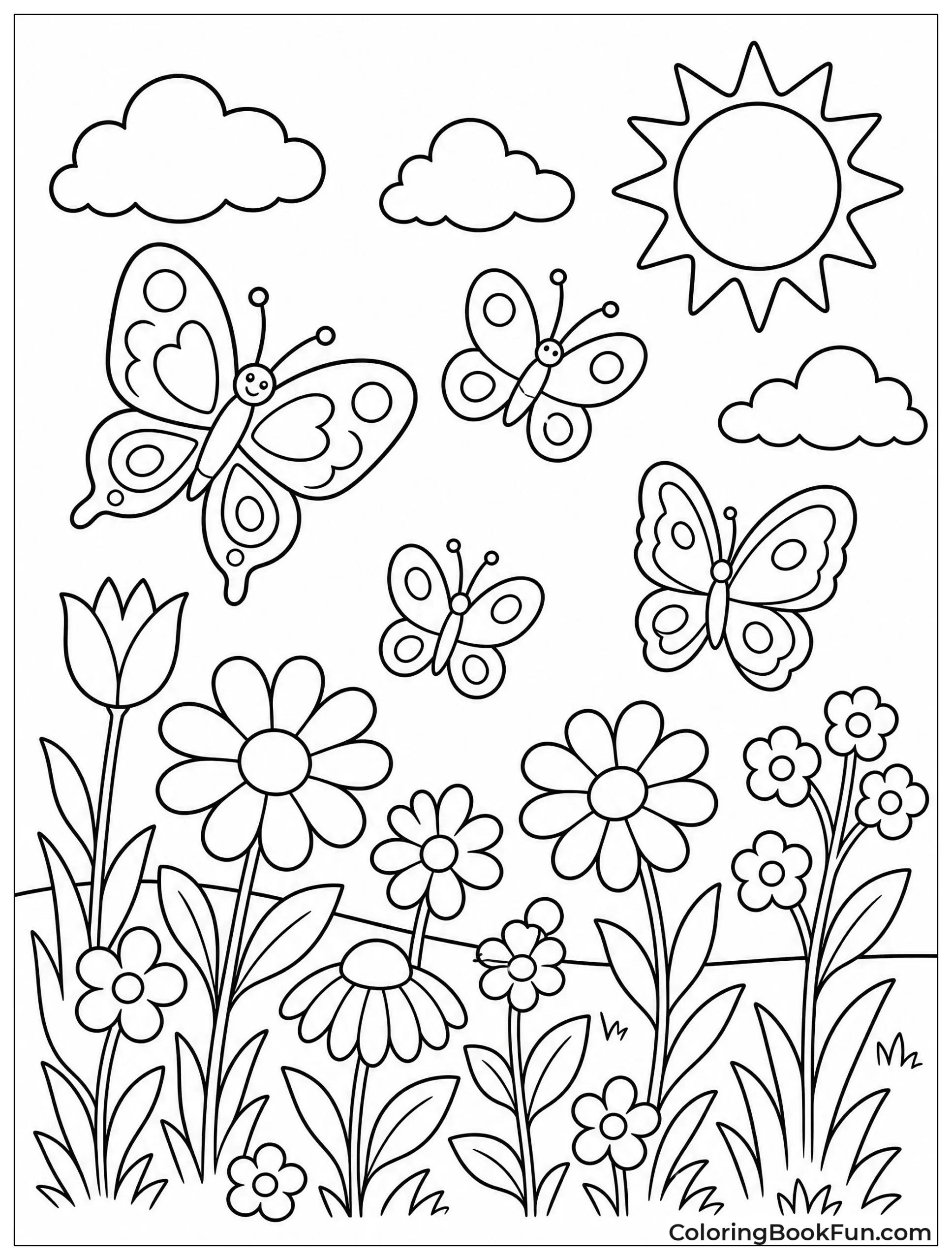 Butterflies Flying over Wildflowers