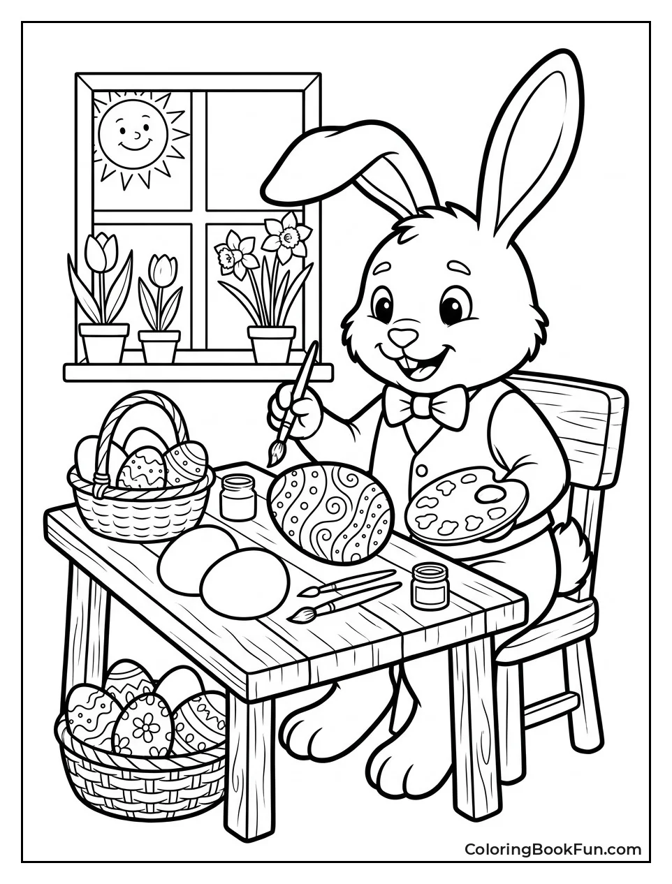 Easter Bunny Painting Eggs
