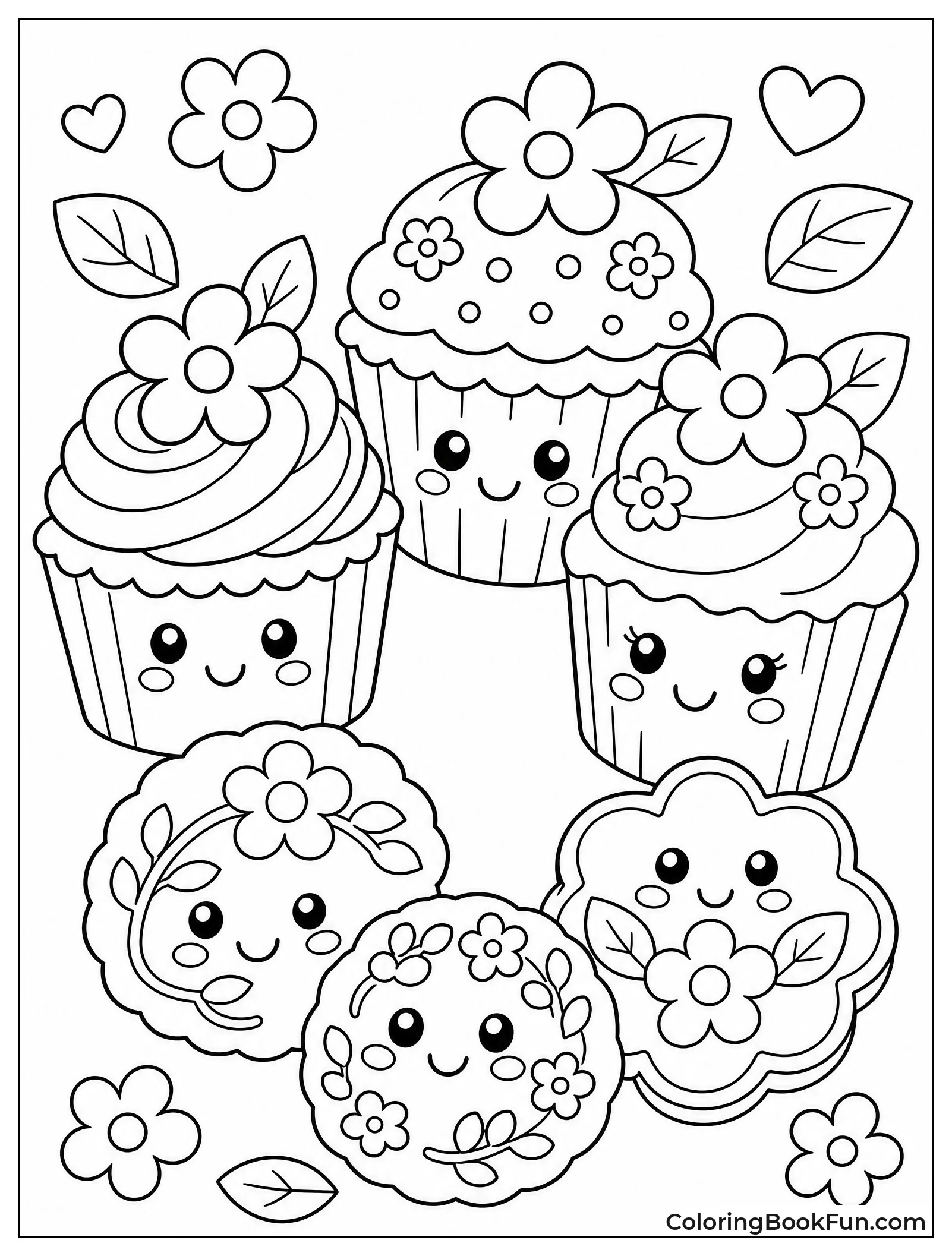 Smiling Cupcakes with Flower Icing