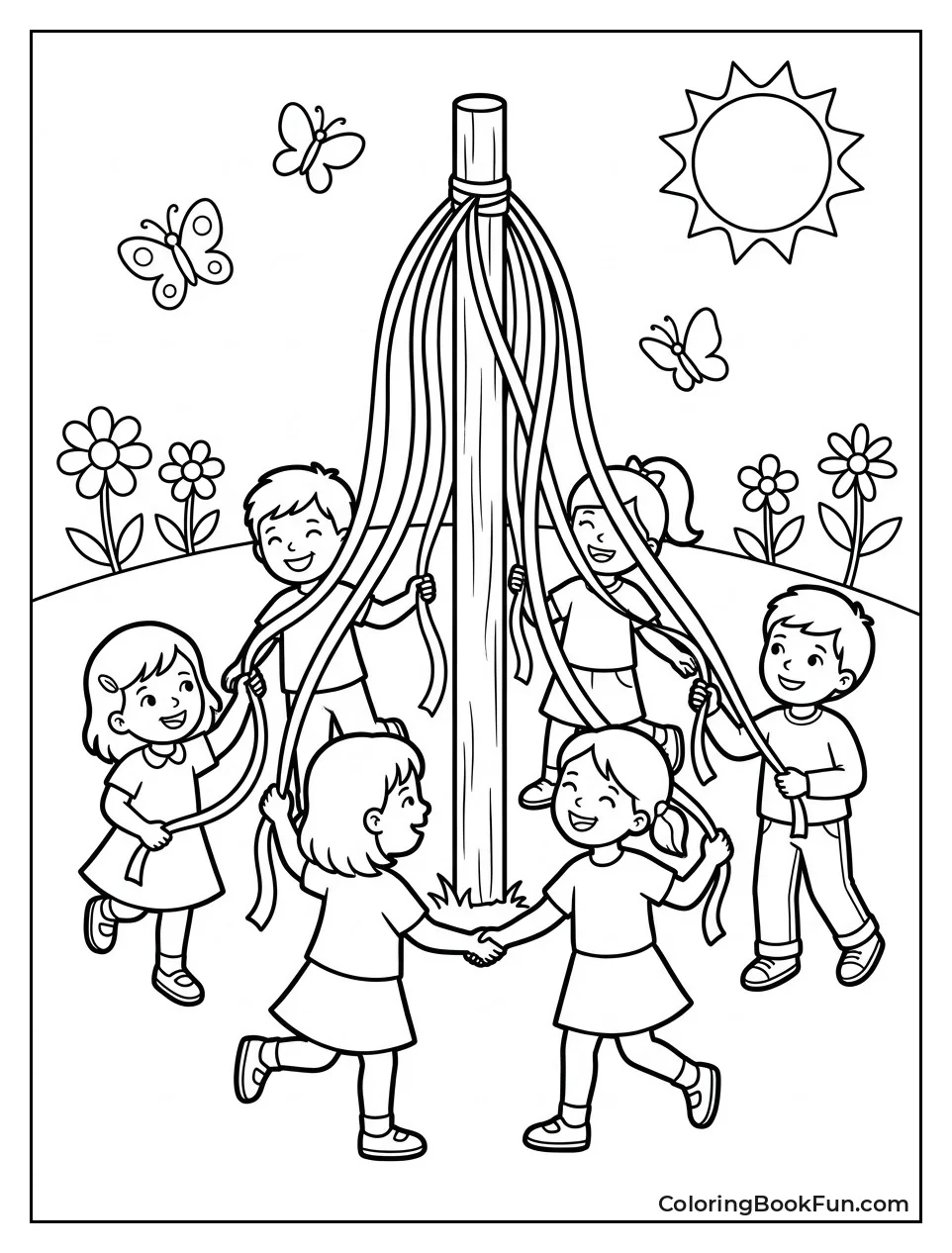 Kids Dancing Around Maypole