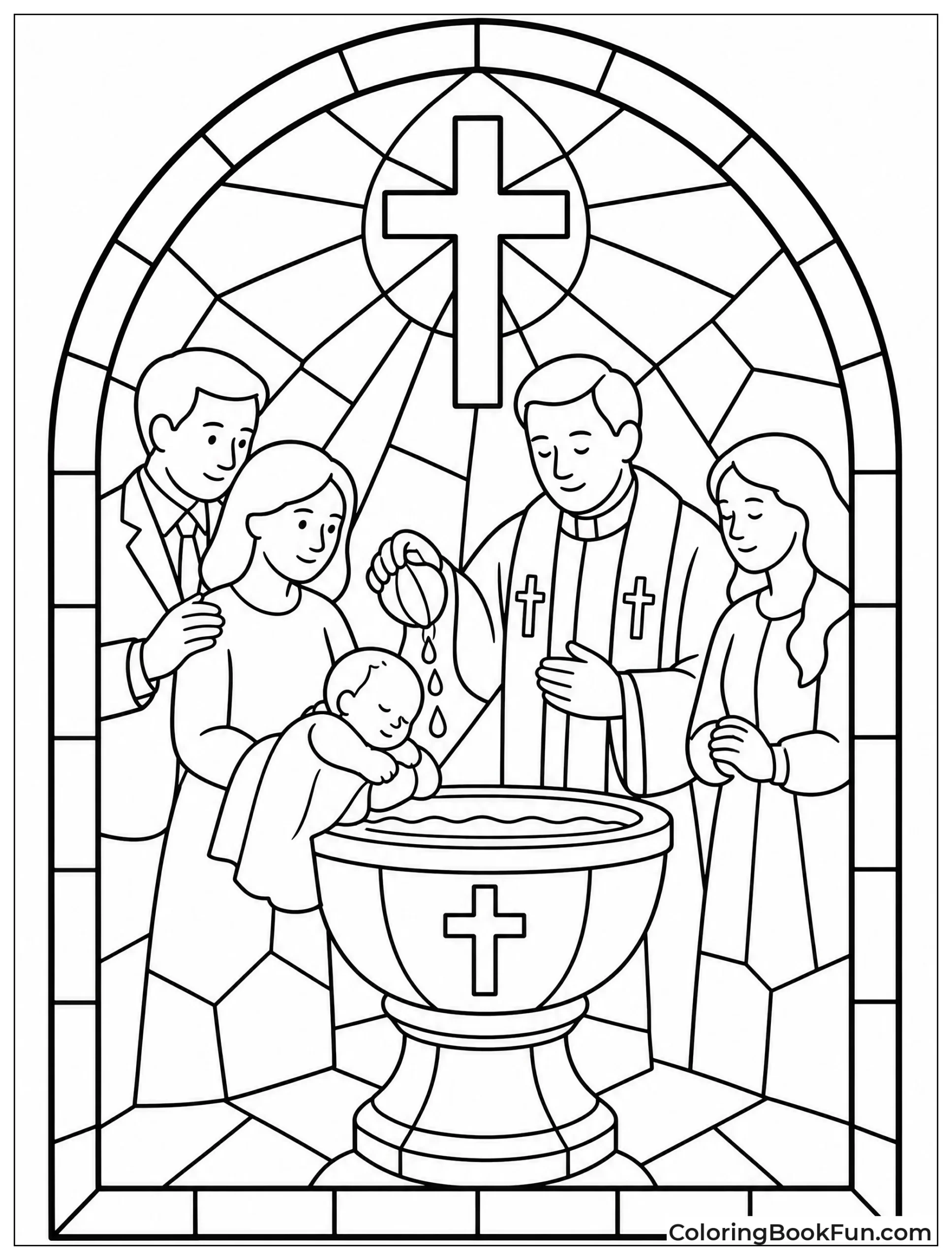 Stained Glass Baptism Scene