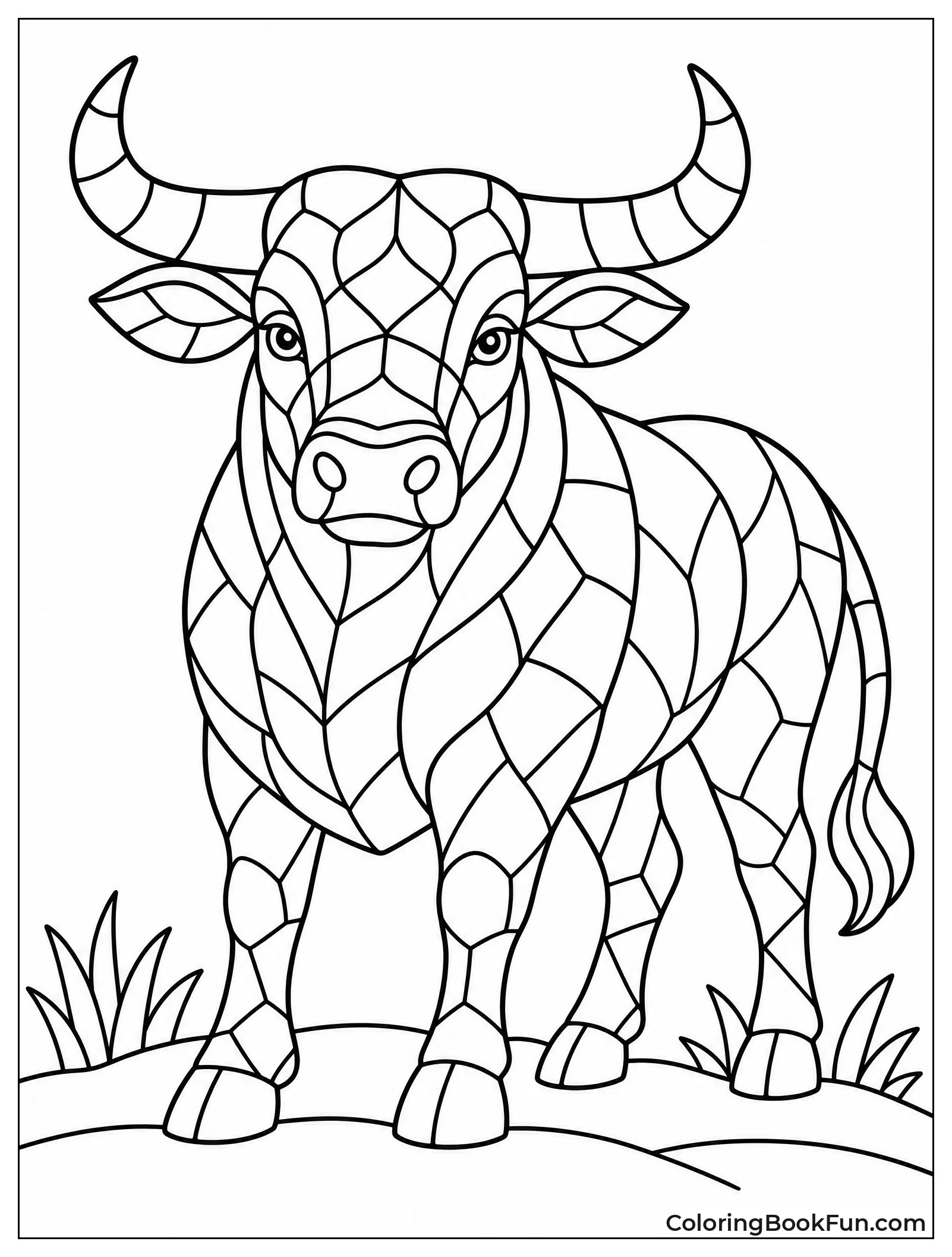 Bull in Stained Glass Style