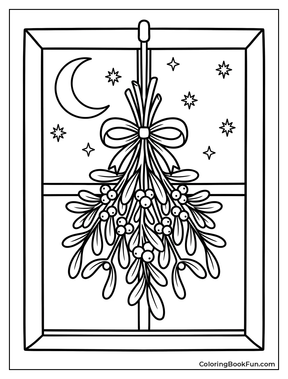 Mistletoe Hanging by Moonlit Window