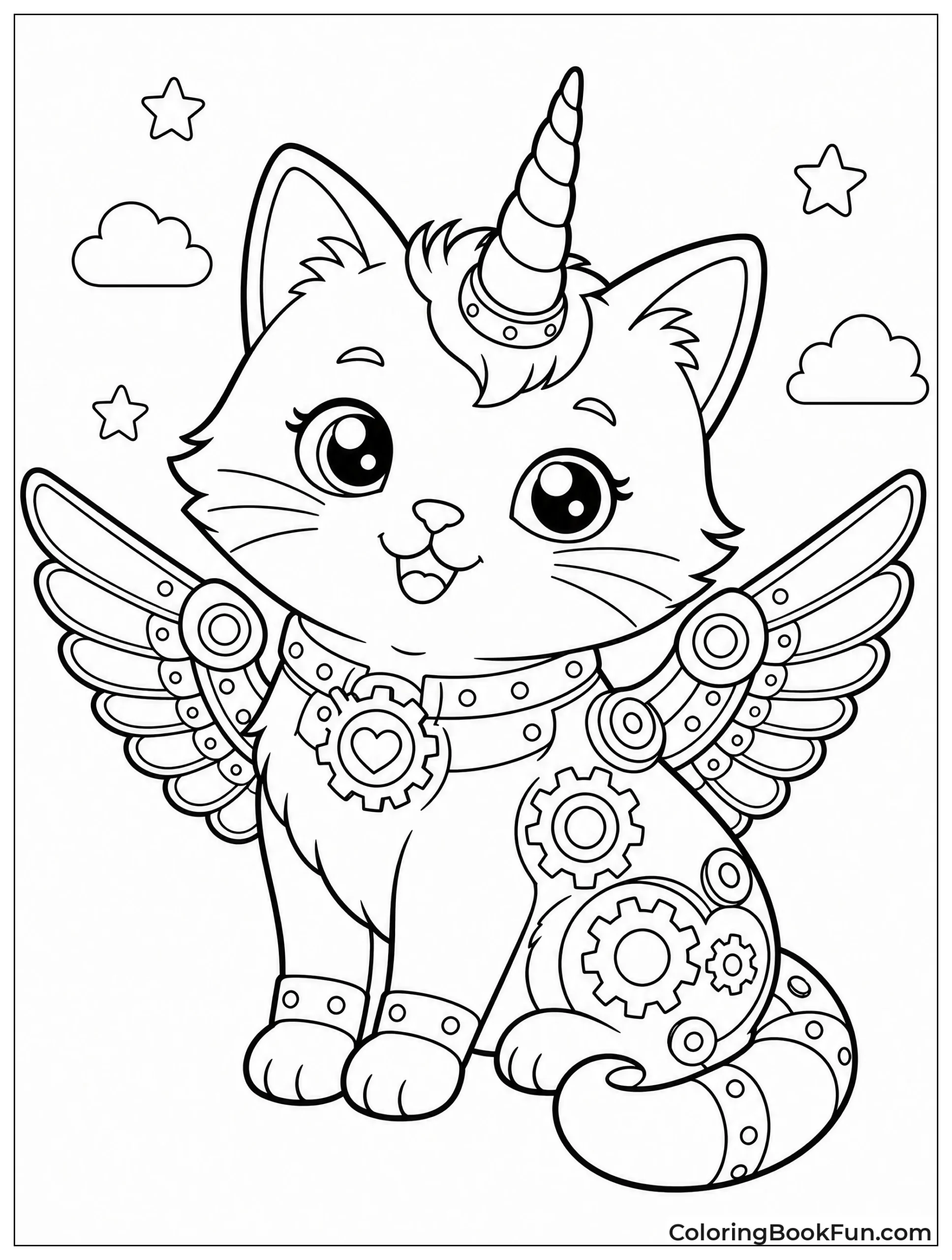 Steampunk Kittycorn with Mechanical Wings
