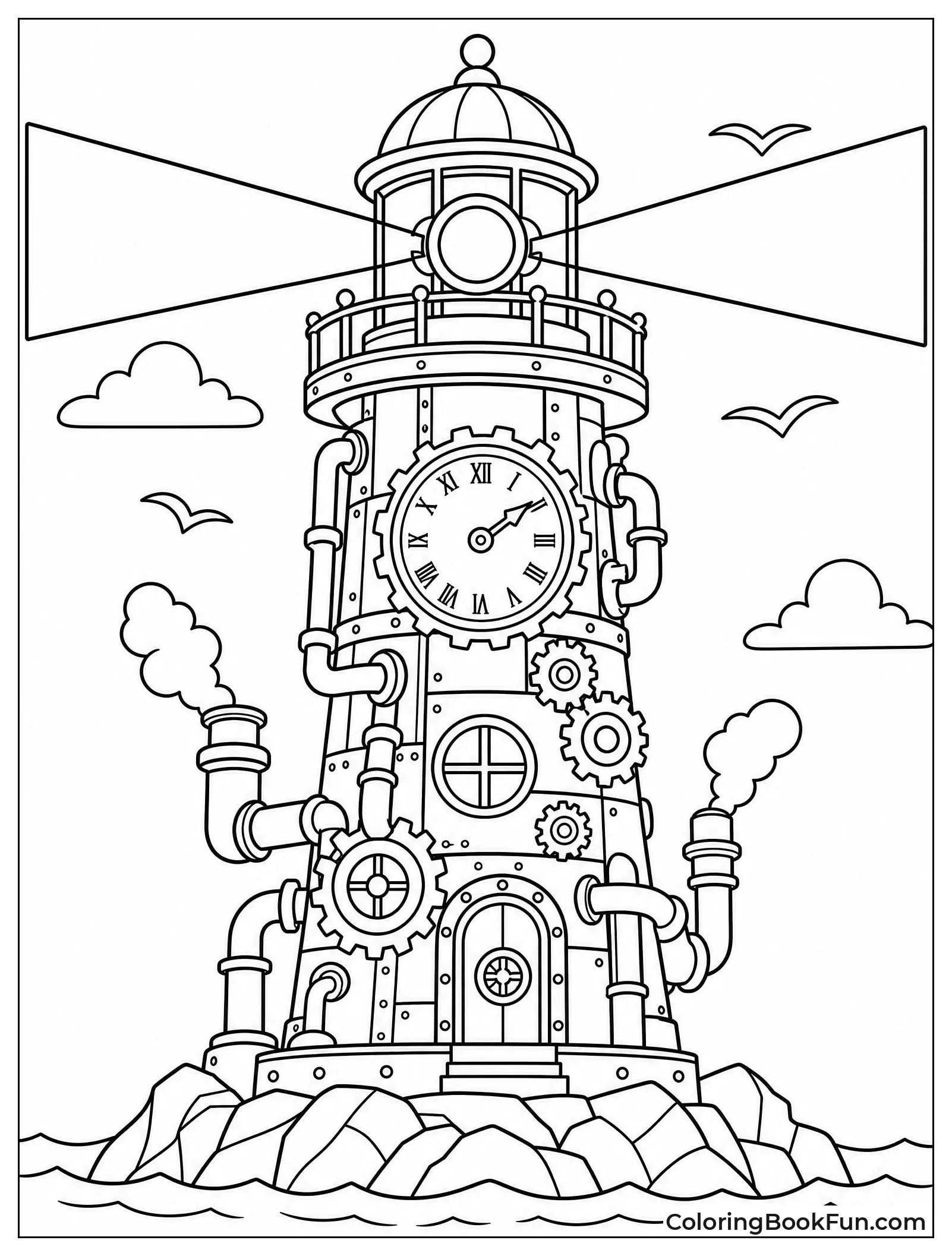 Steampunk Lighthouse With Gears