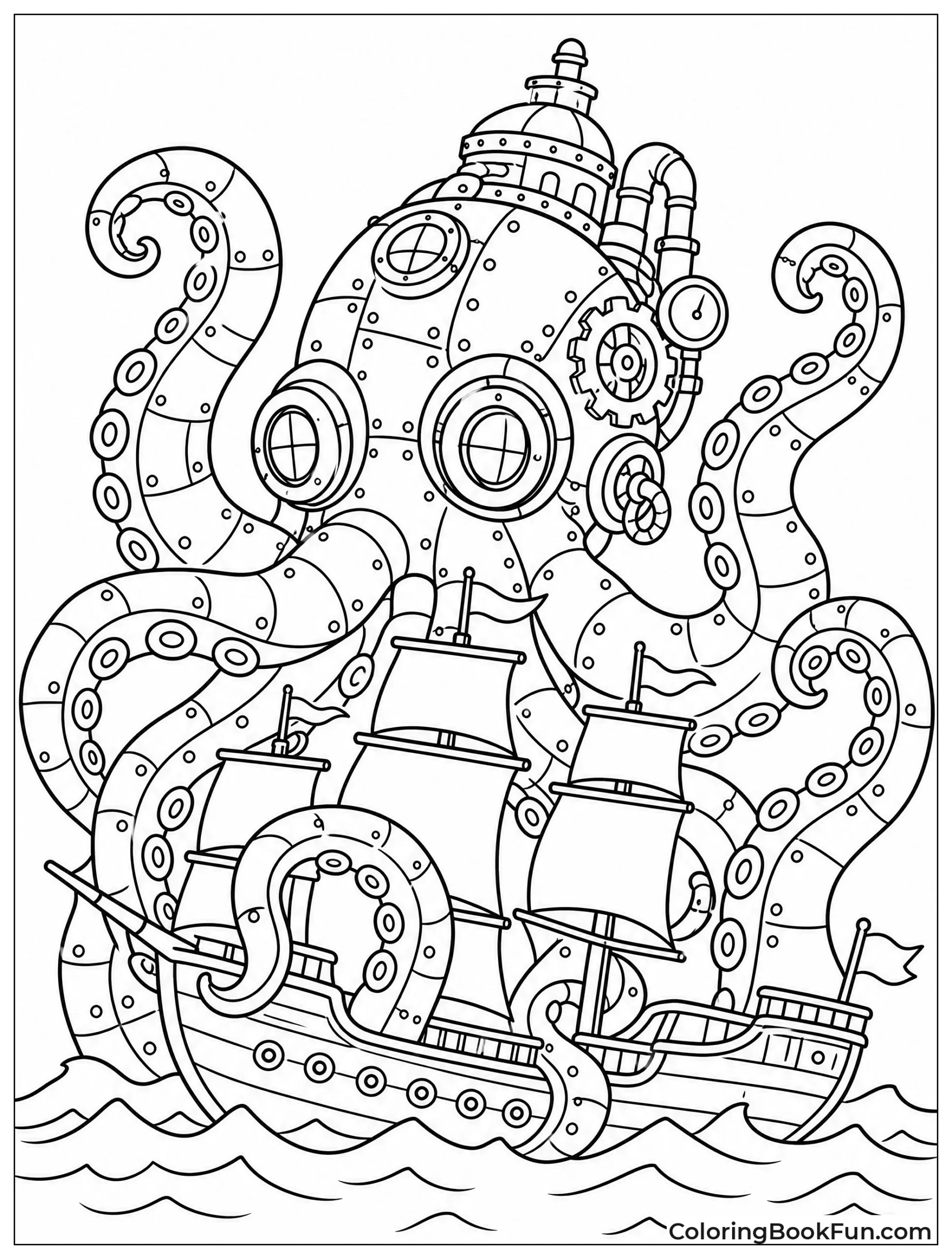 Steampunk Kraken Made of Gears