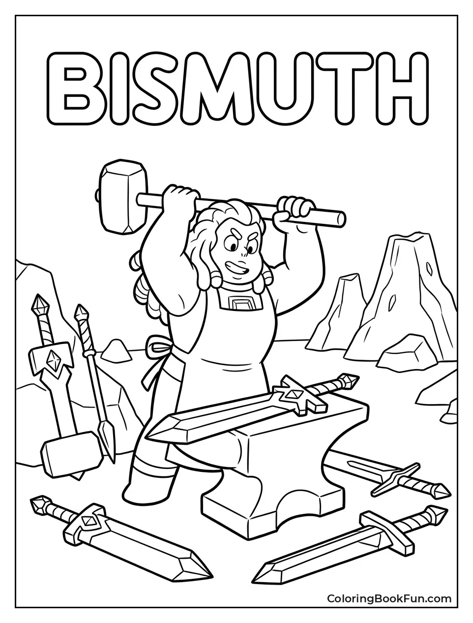 Bismuth Forging a Weapon in Volcano