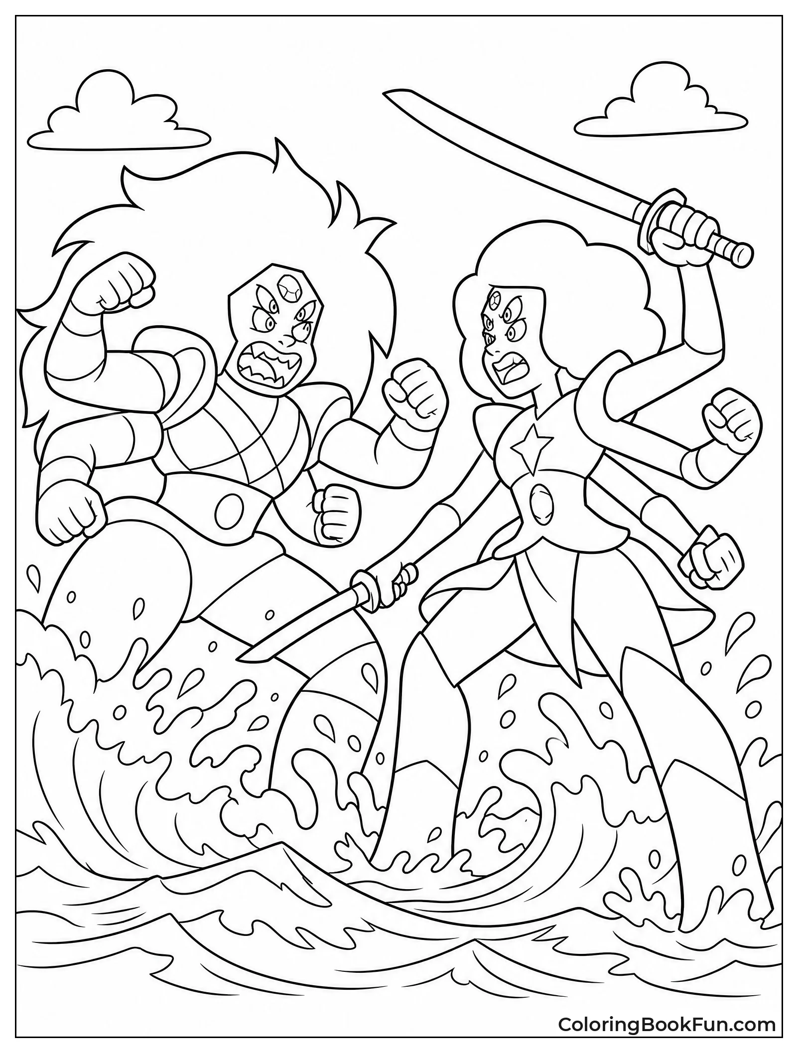 Gems Fighting a Corrupted Monster