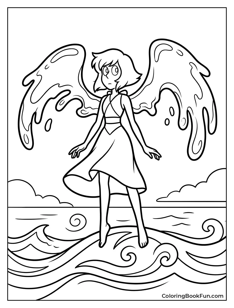 Lapis Standing on Ocean with Wings