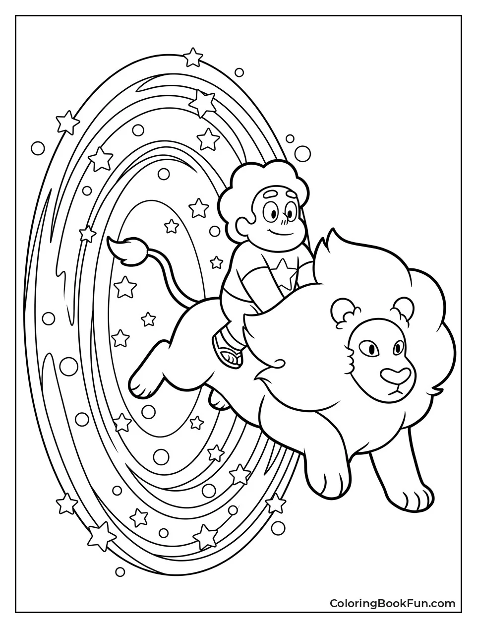 Steven Riding Lion Through Portal